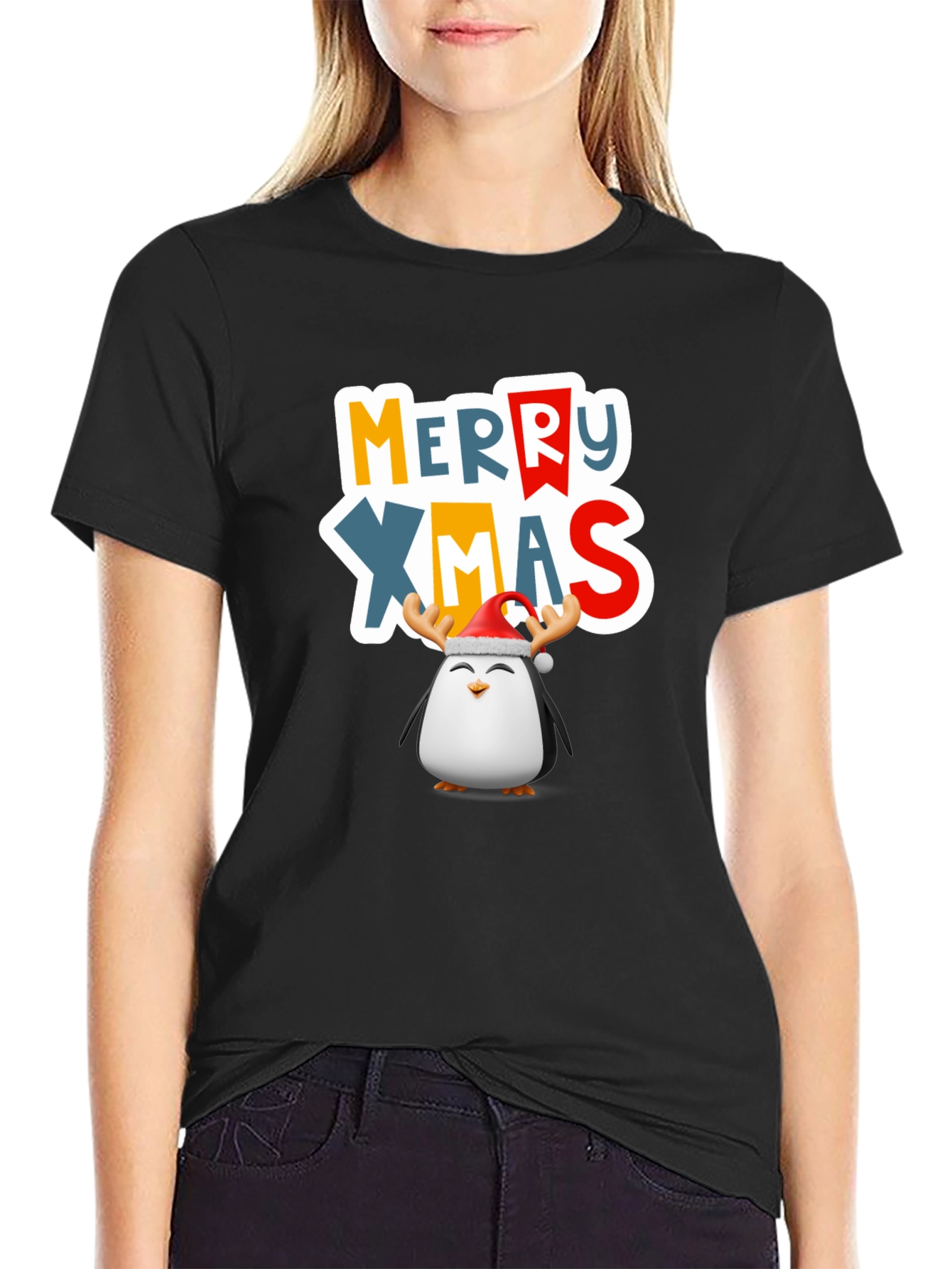 Festive Penguin Merry Xmas T-Shirt