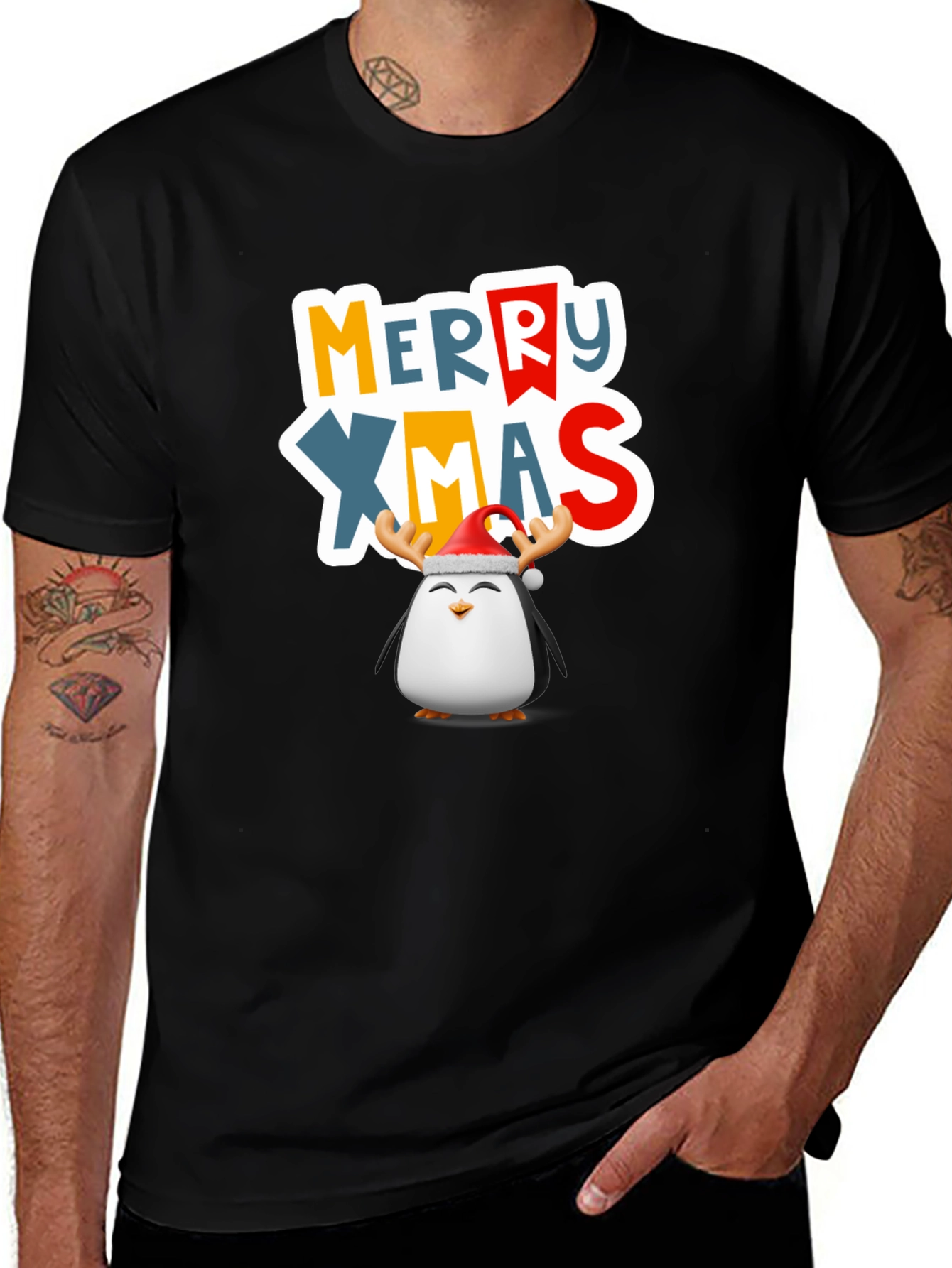 Festive Penguin Merry Xmas T-Shirt