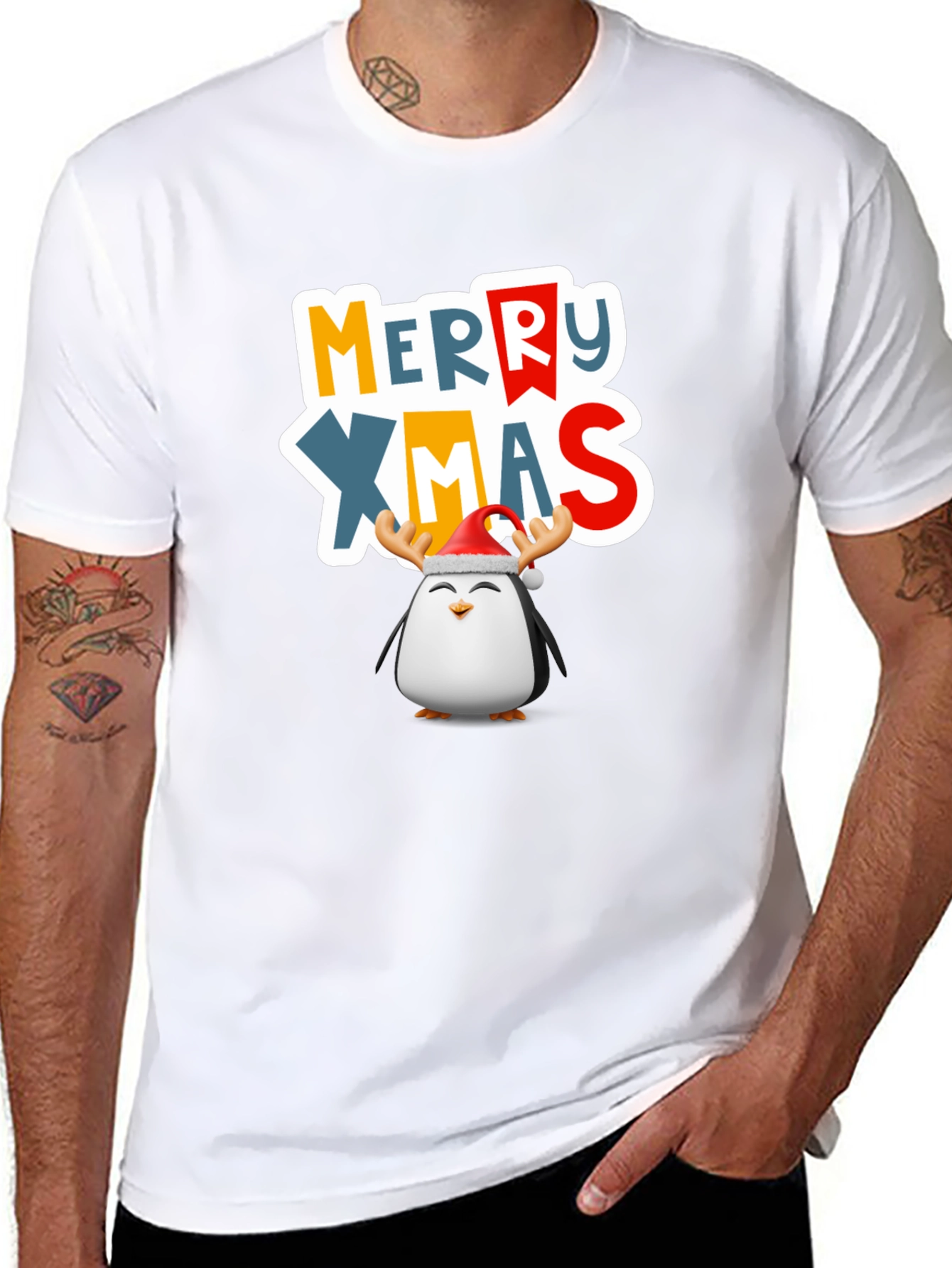 Festive Penguin Merry Xmas T-Shirt