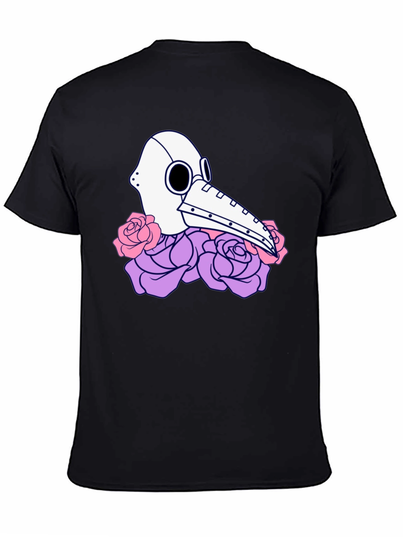 Plague Doctor Mask & Rose Graphic T-Shirt