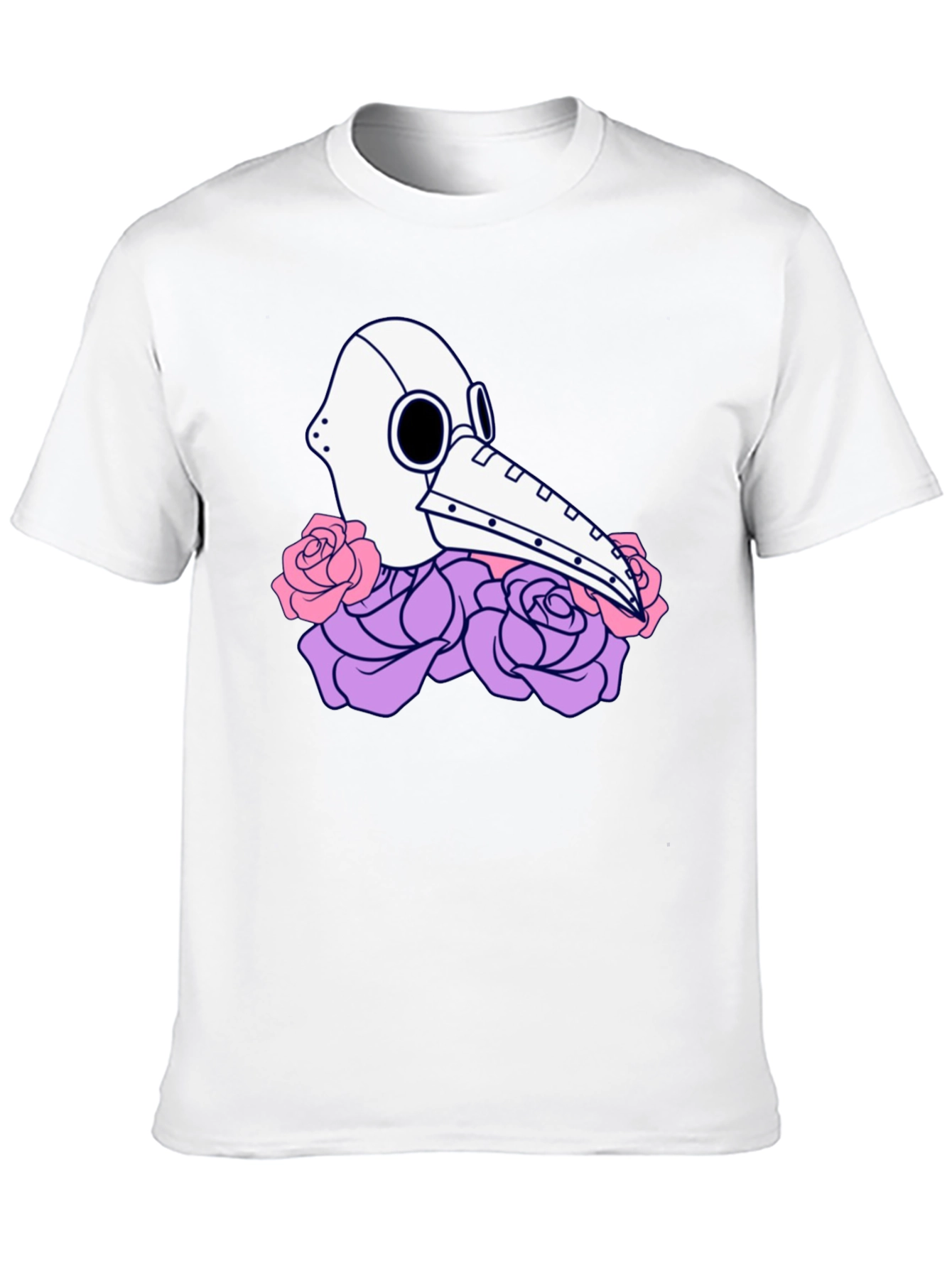 Plague Doctor Mask & Rose Graphic T-Shirt