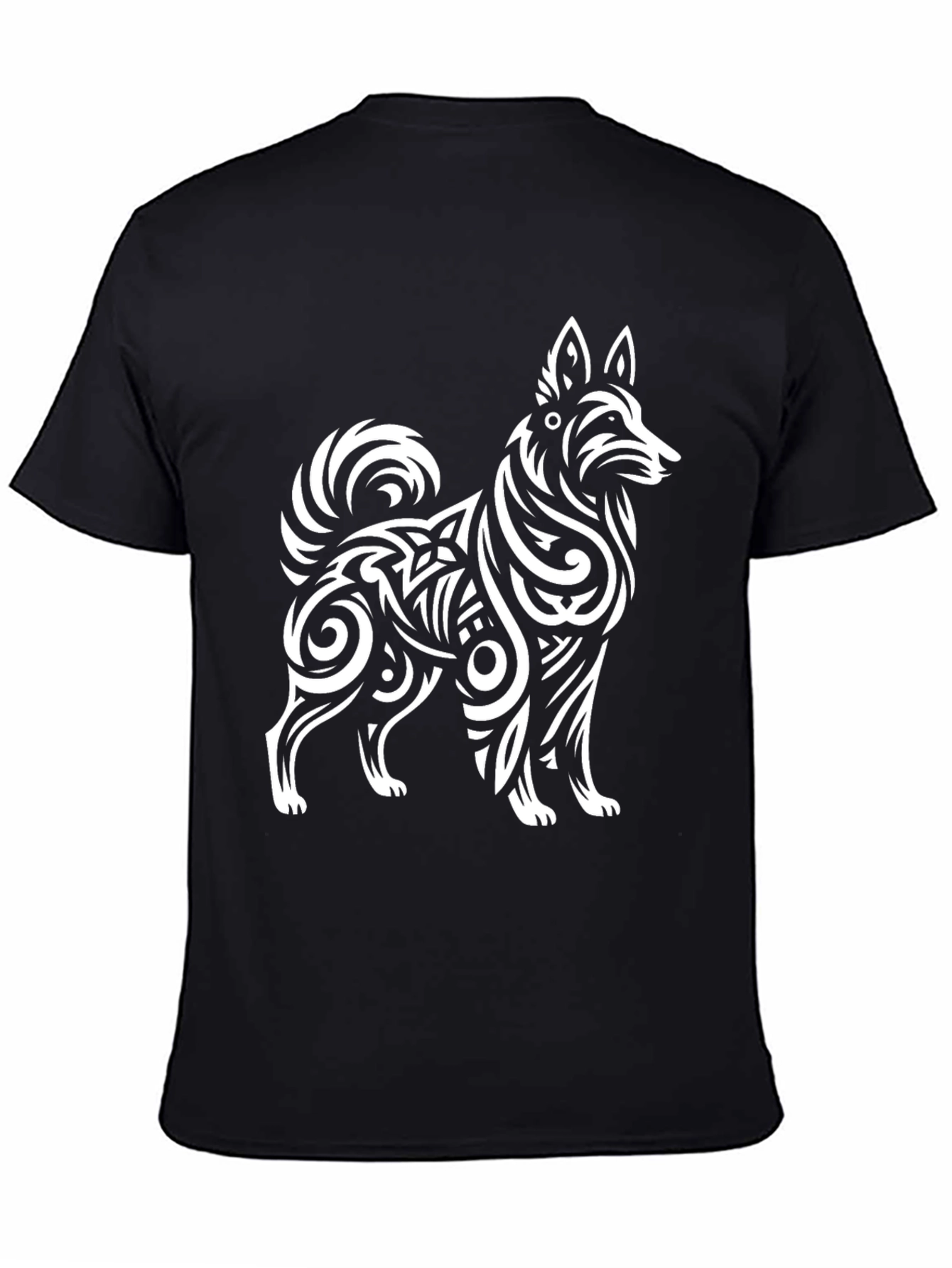 Tribal Dog Graphic Black T-Shirt