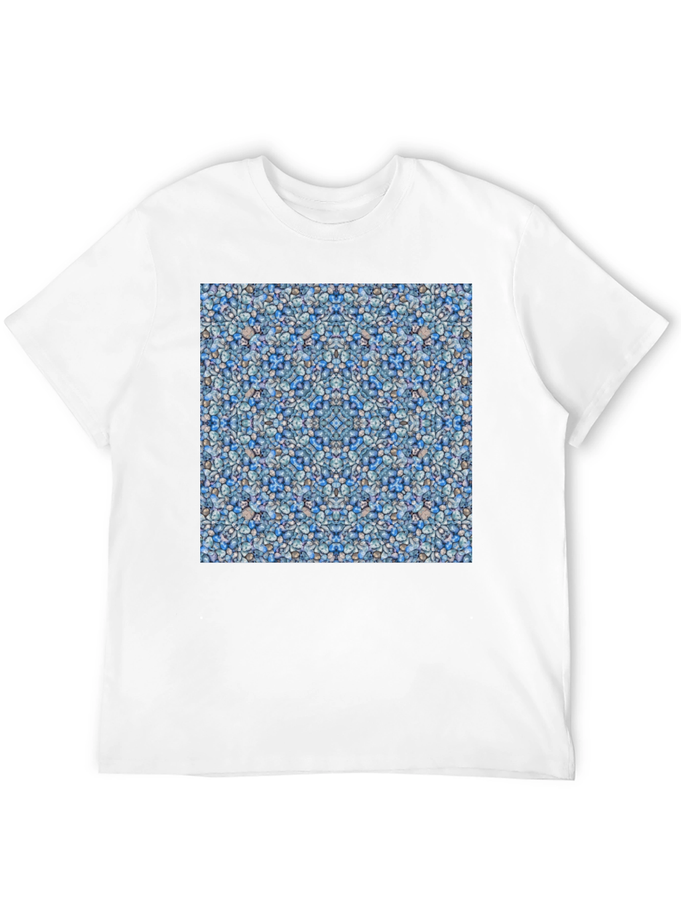 Blue Pebble Pattern Black T-Shirt