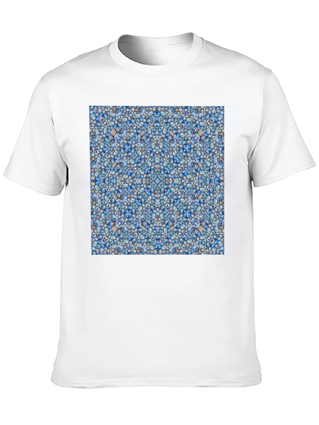 Blue Pebble Pattern Black T-Shirt