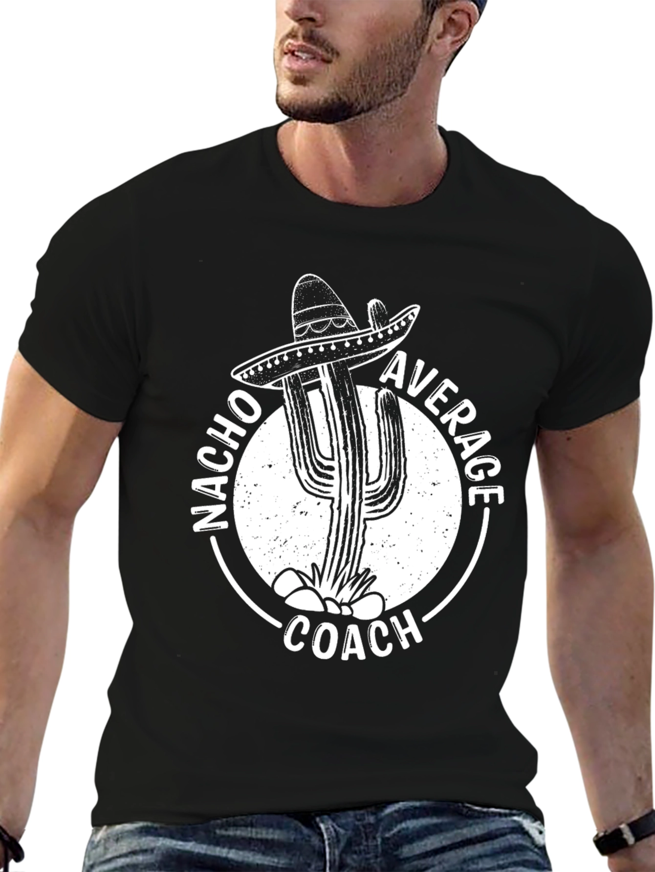 Nacho Average Coach T-Shirt - Cactus Sombrero Design