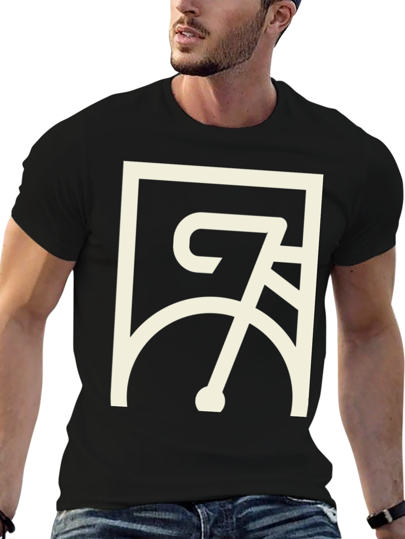 Black T-Shirt with Bicycle Graphic