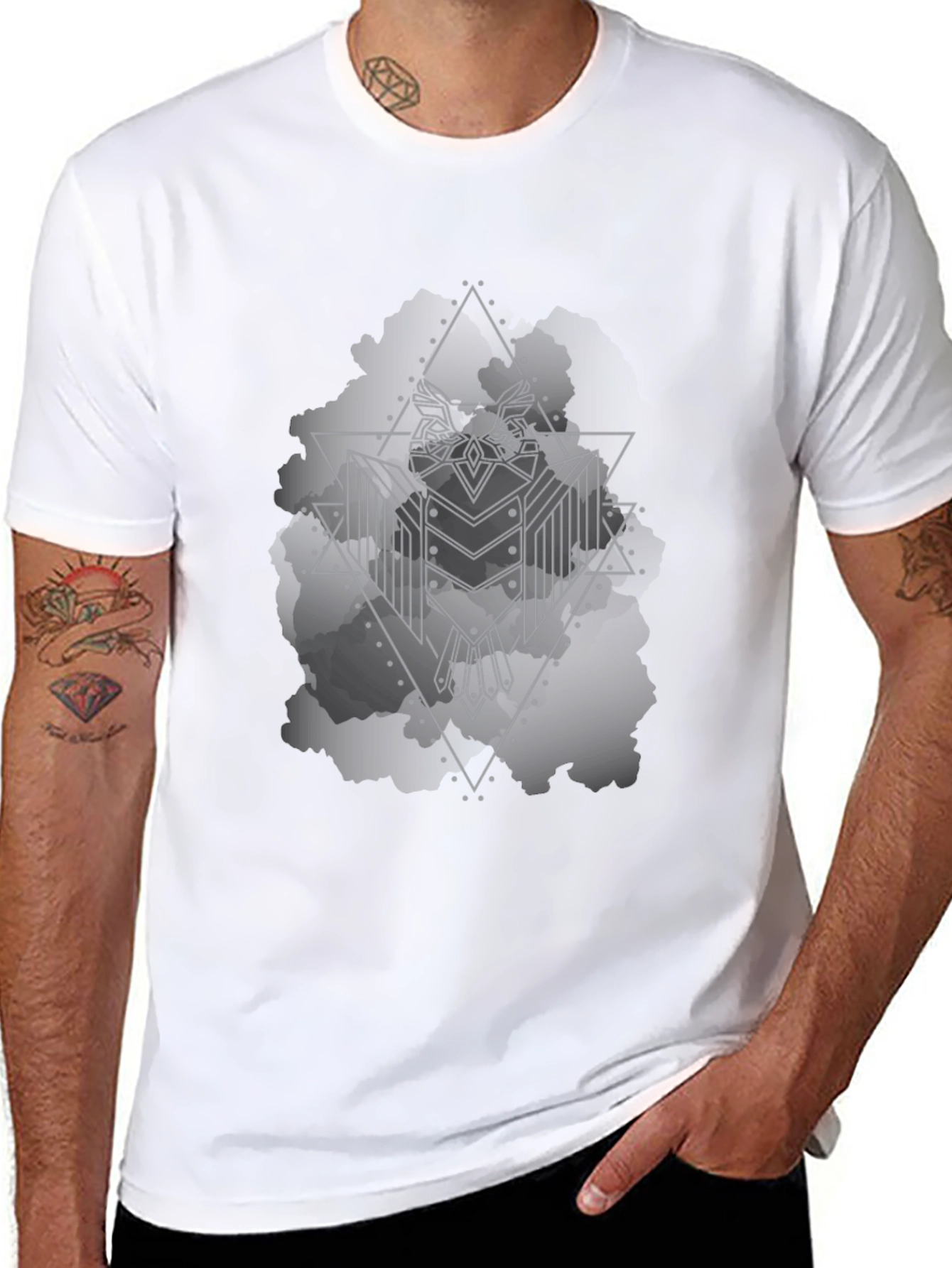 Geometric Owl Graphic Black T-Shirt