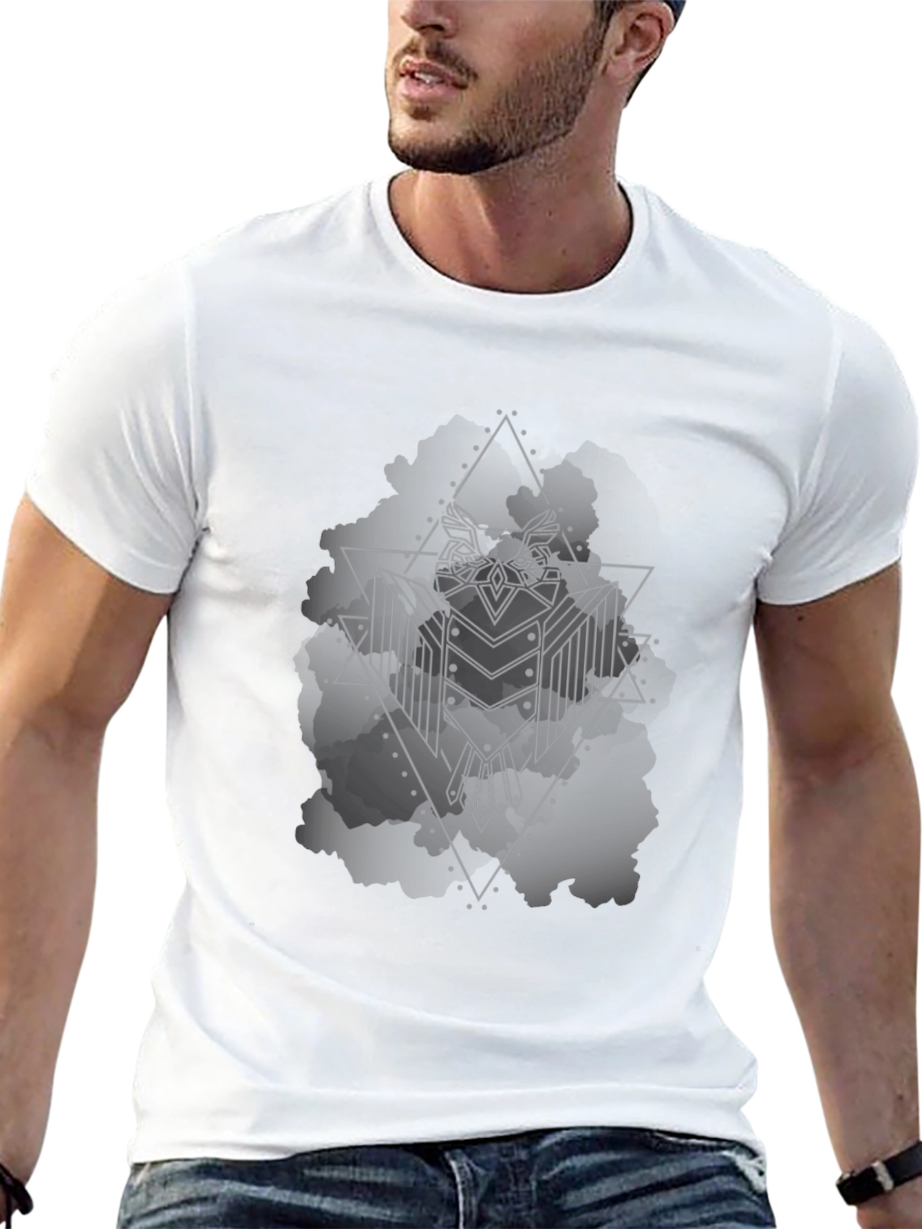 Geometric Owl Graphic Black T-Shirt