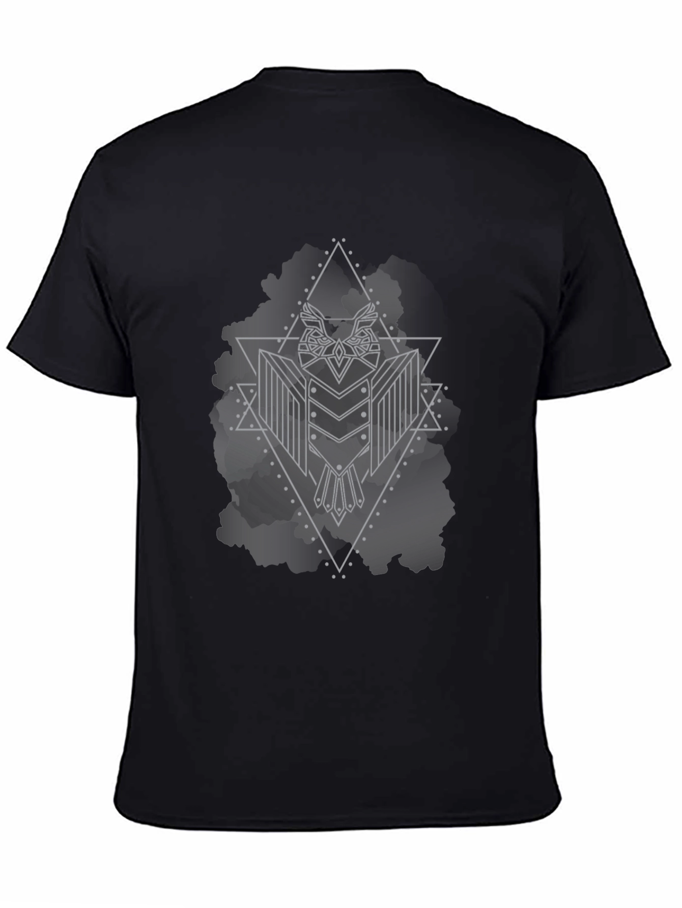Geometric Owl Graphic Black T-Shirt