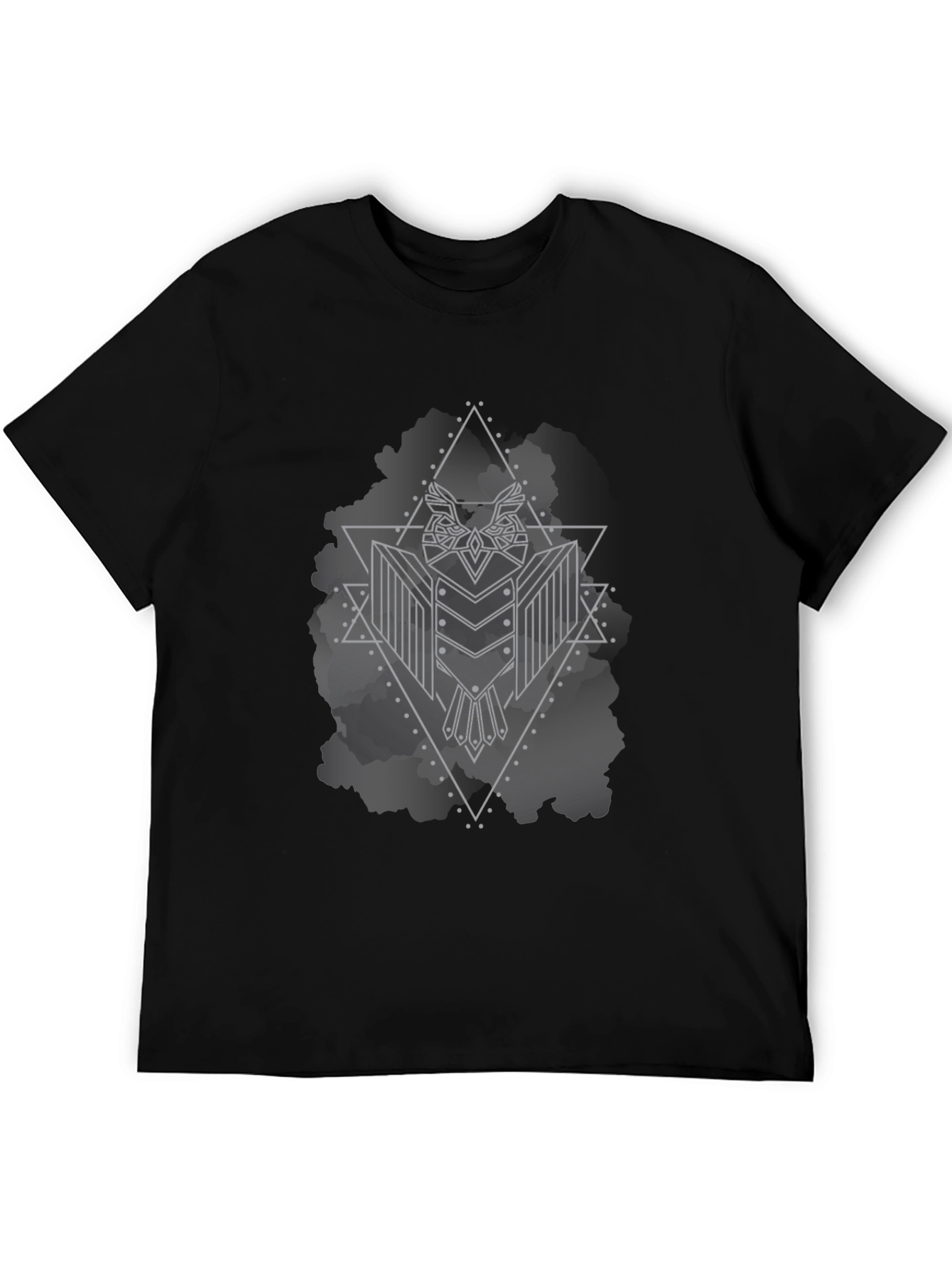 Geometric Owl Graphic Black T-Shirt
