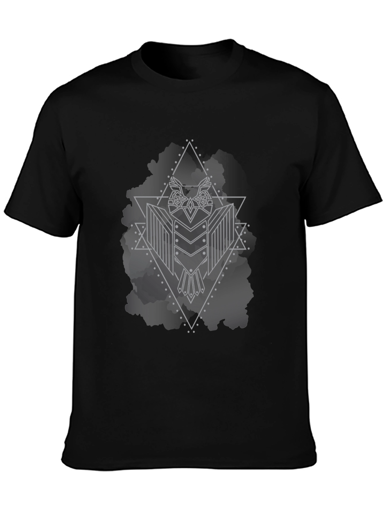 Geometric Owl Graphic Black T-Shirt