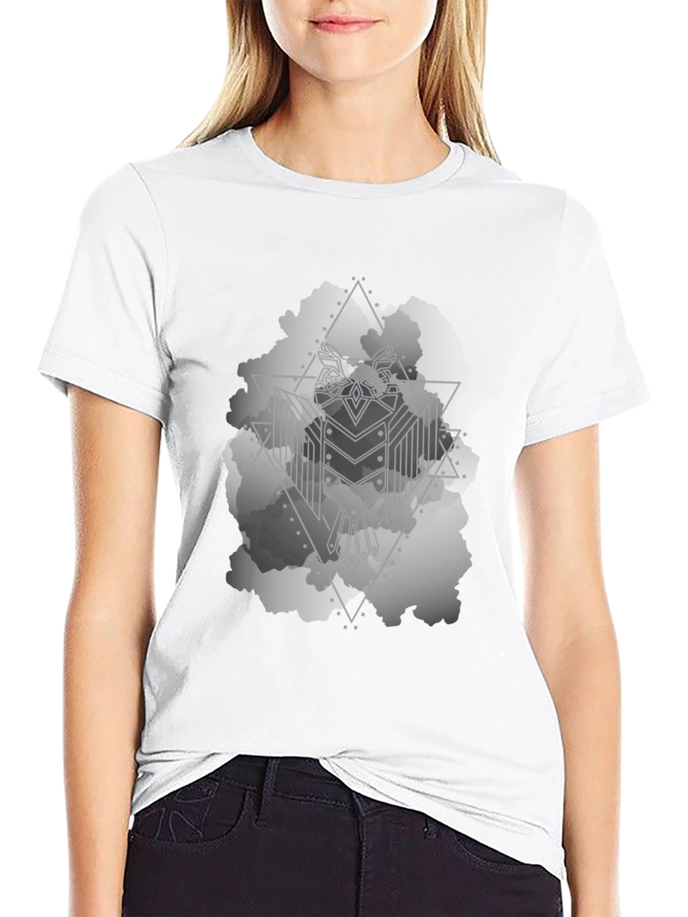 Geometric Owl Graphic Black T-Shirt