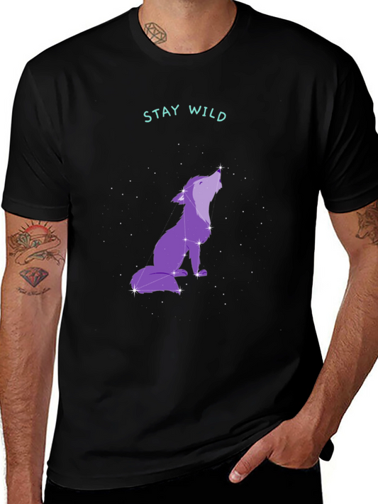 Stay Wild Wolf Graphic Tee - Black