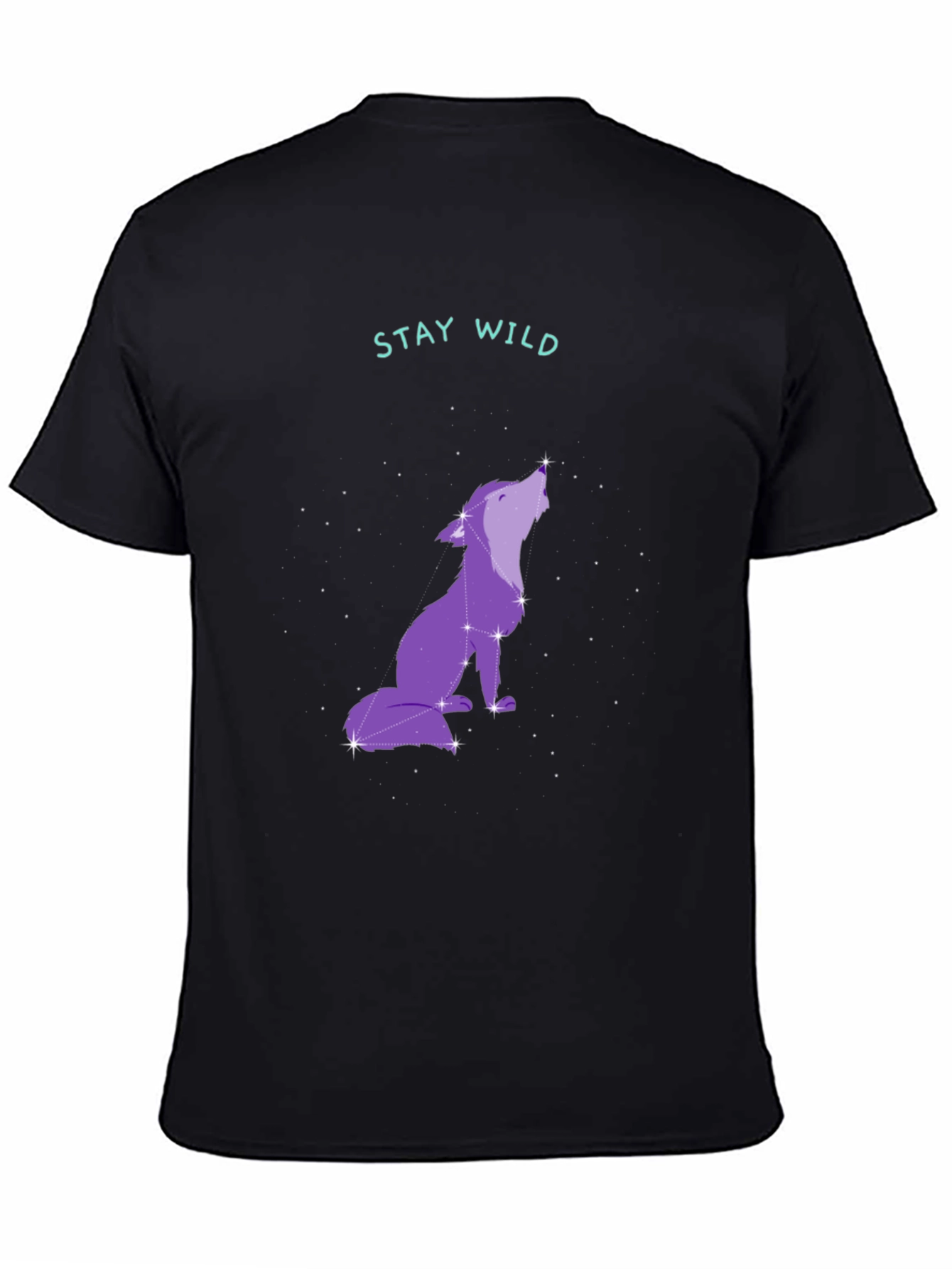 Stay Wild Wolf Graphic Tee - Black