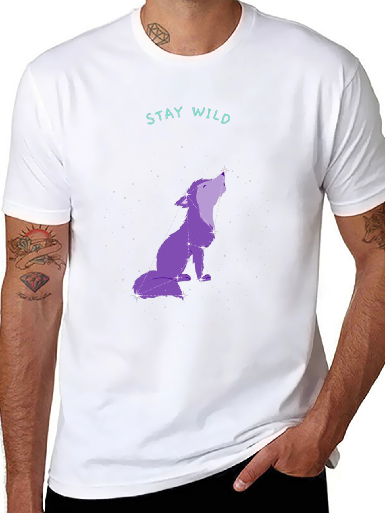 Stay Wild Wolf Graphic Tee - Black