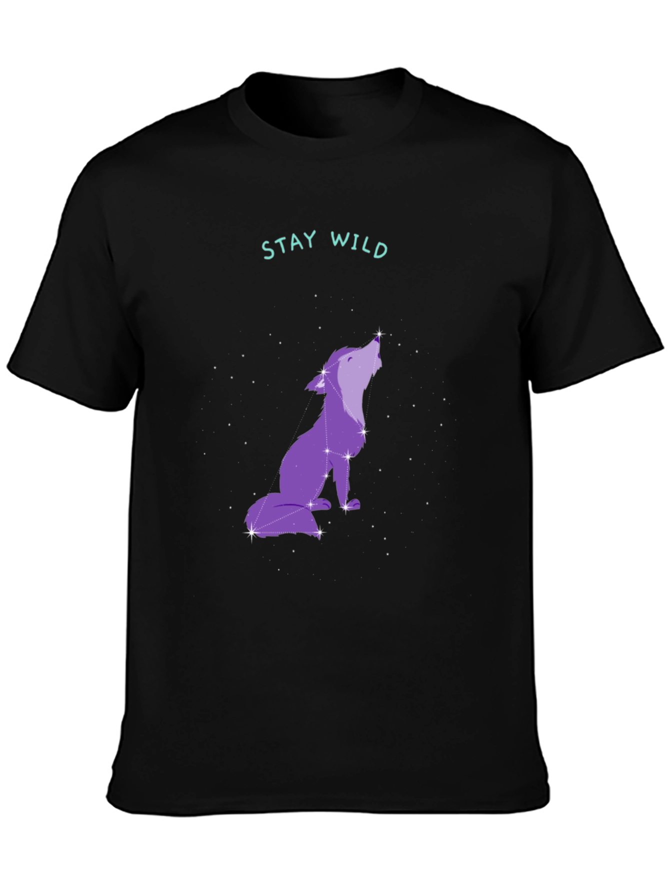 Stay Wild Wolf Graphic Tee - Black