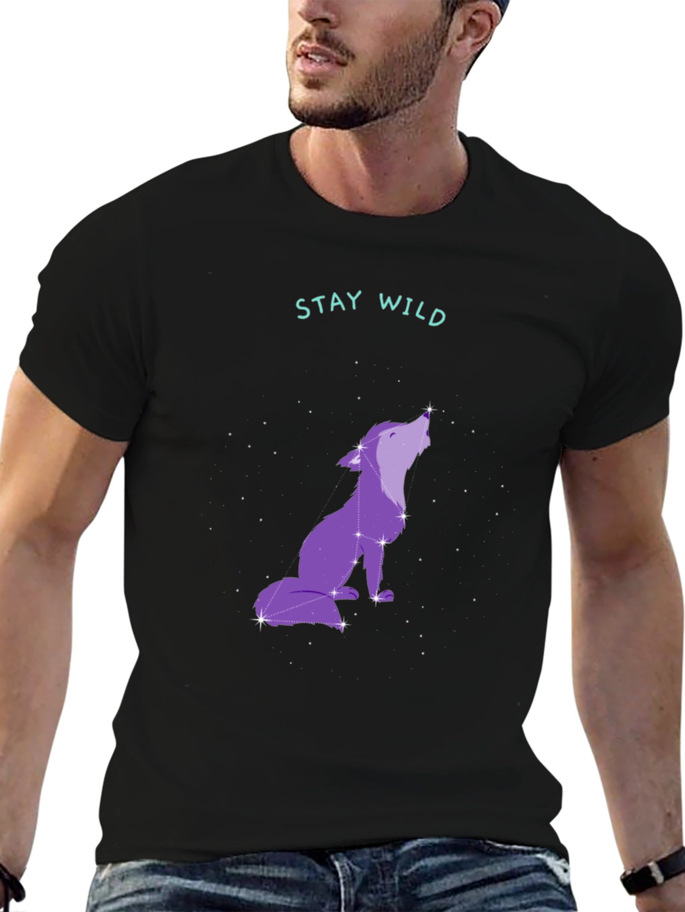 Stay Wild Wolf Graphic Tee - Black