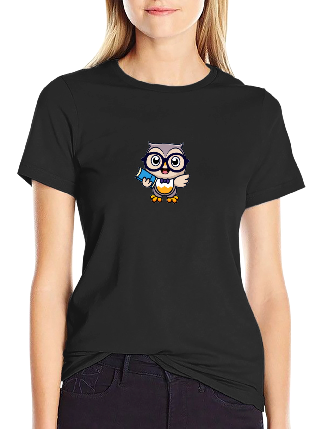 Owl Lover Graphic Tee - Black