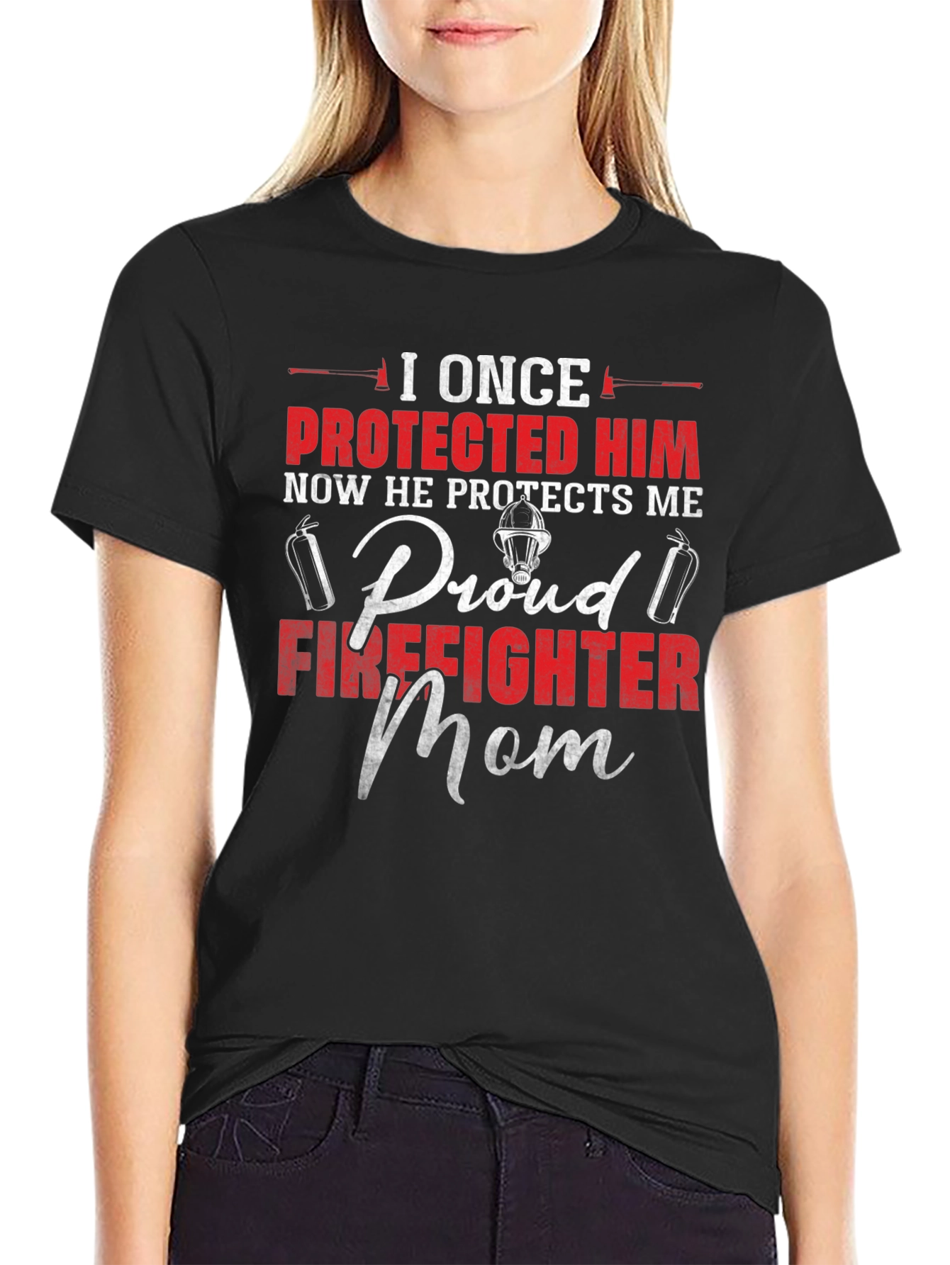Proud Firefighter Mom Graphic Tee