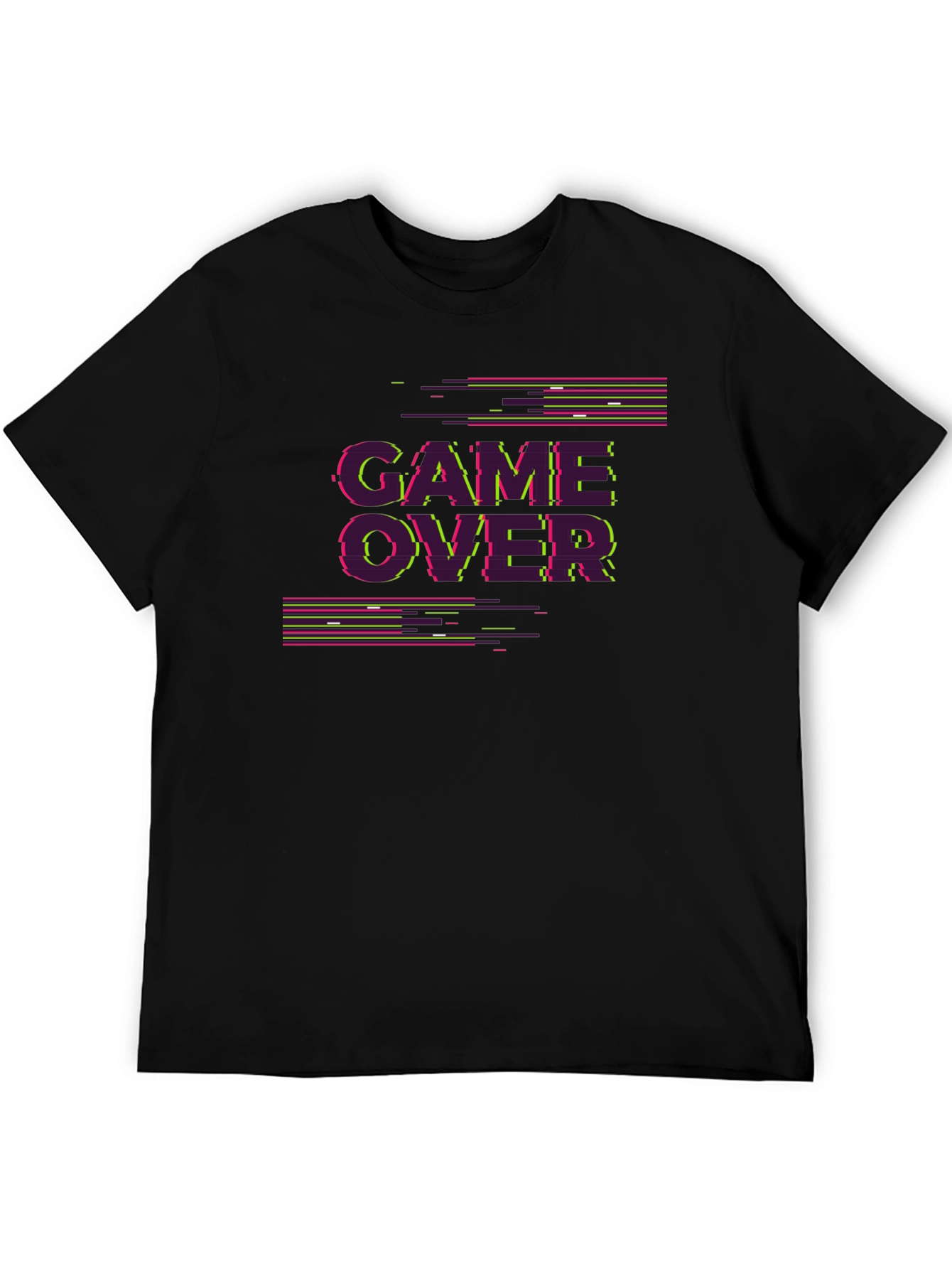Game Over Glitch Graphic Tee - Black Cotton