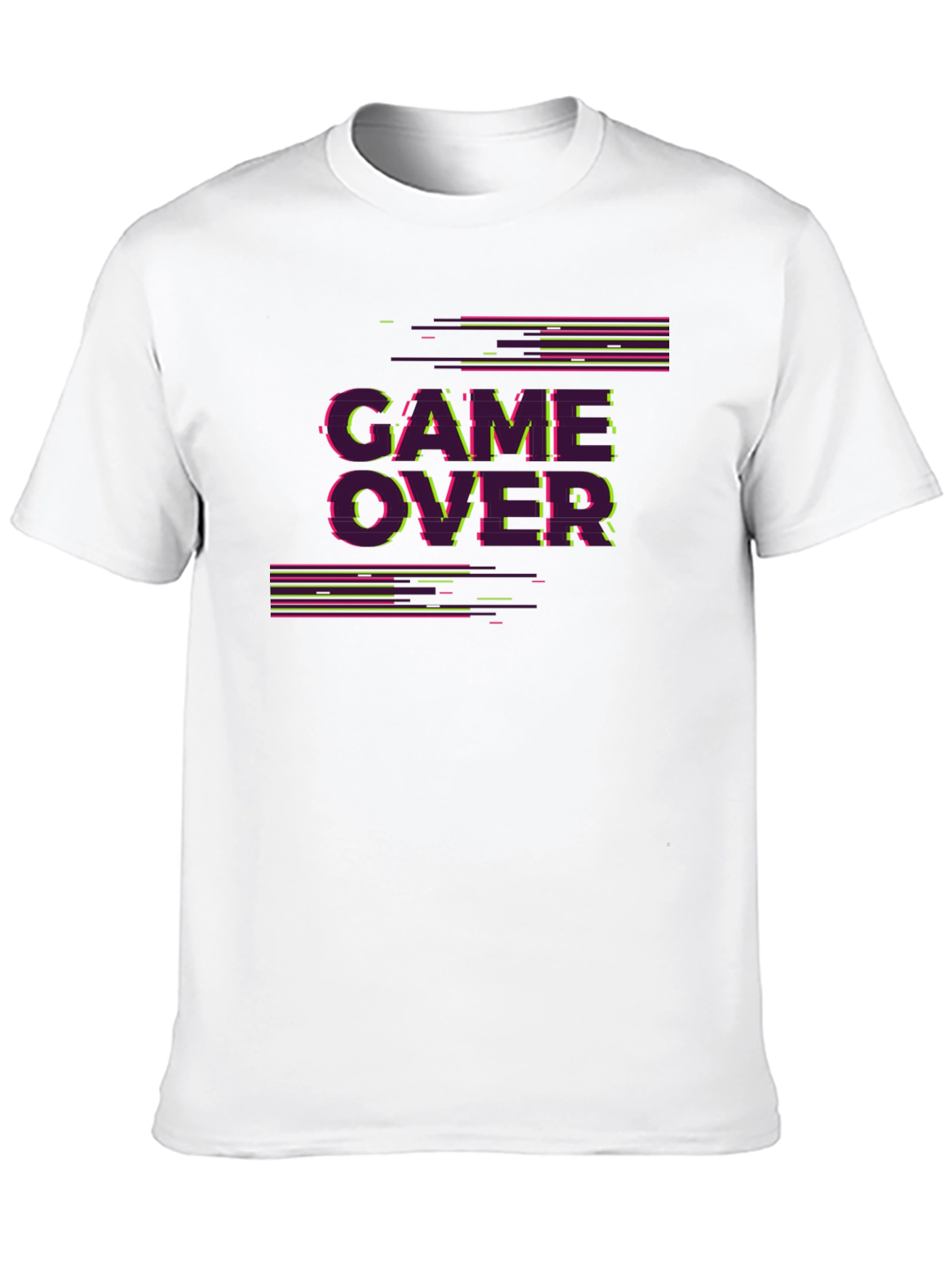 Game Over Glitch Graphic Tee - Black Cotton