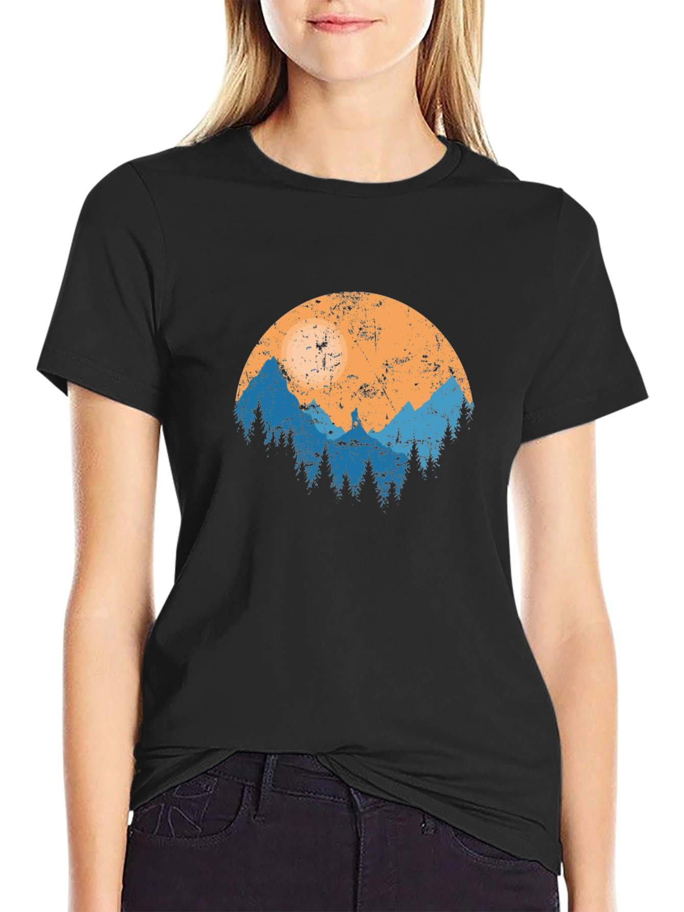 Nature Print Black T-Shirt