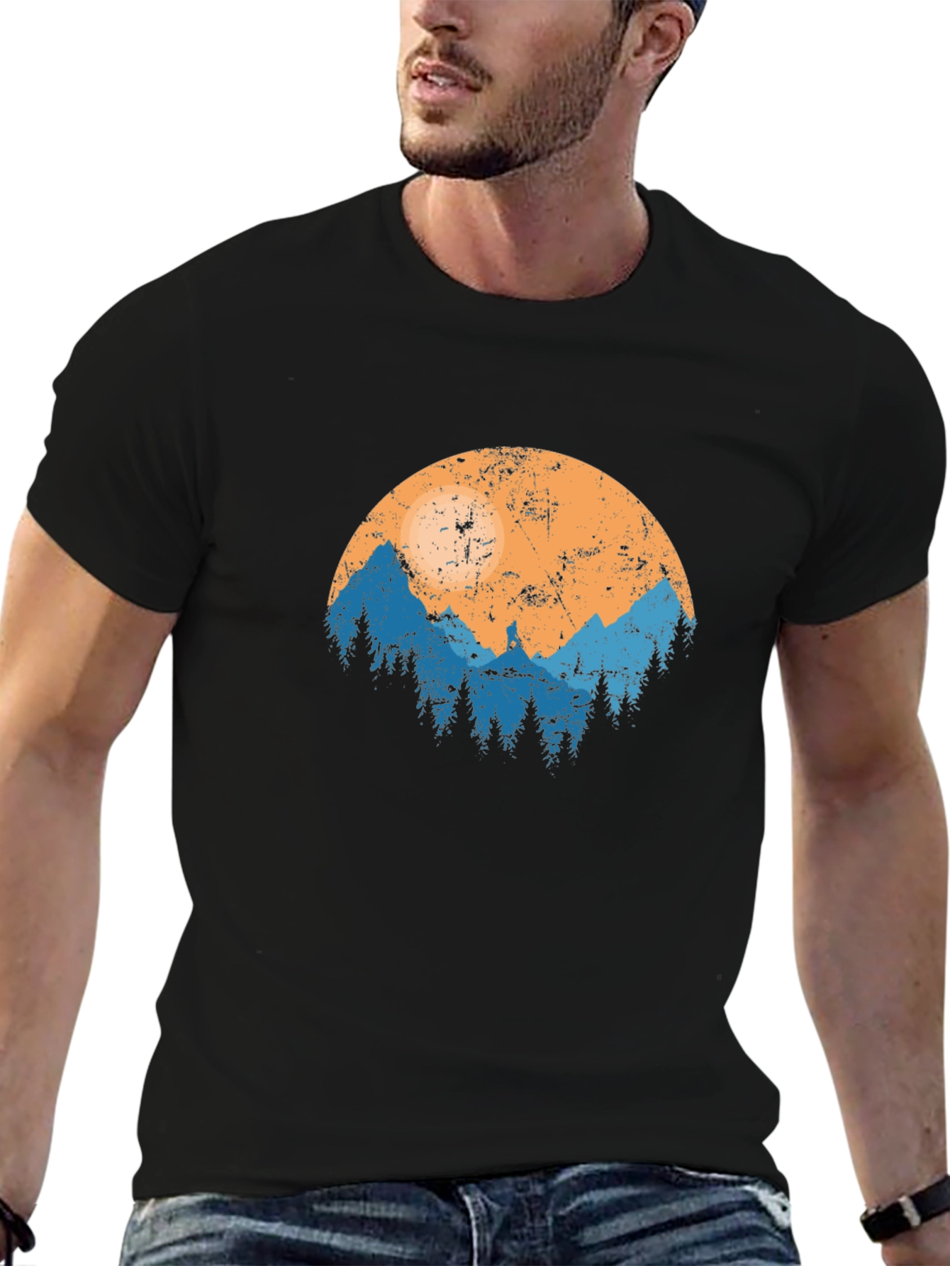 Nature Print Black T-Shirt