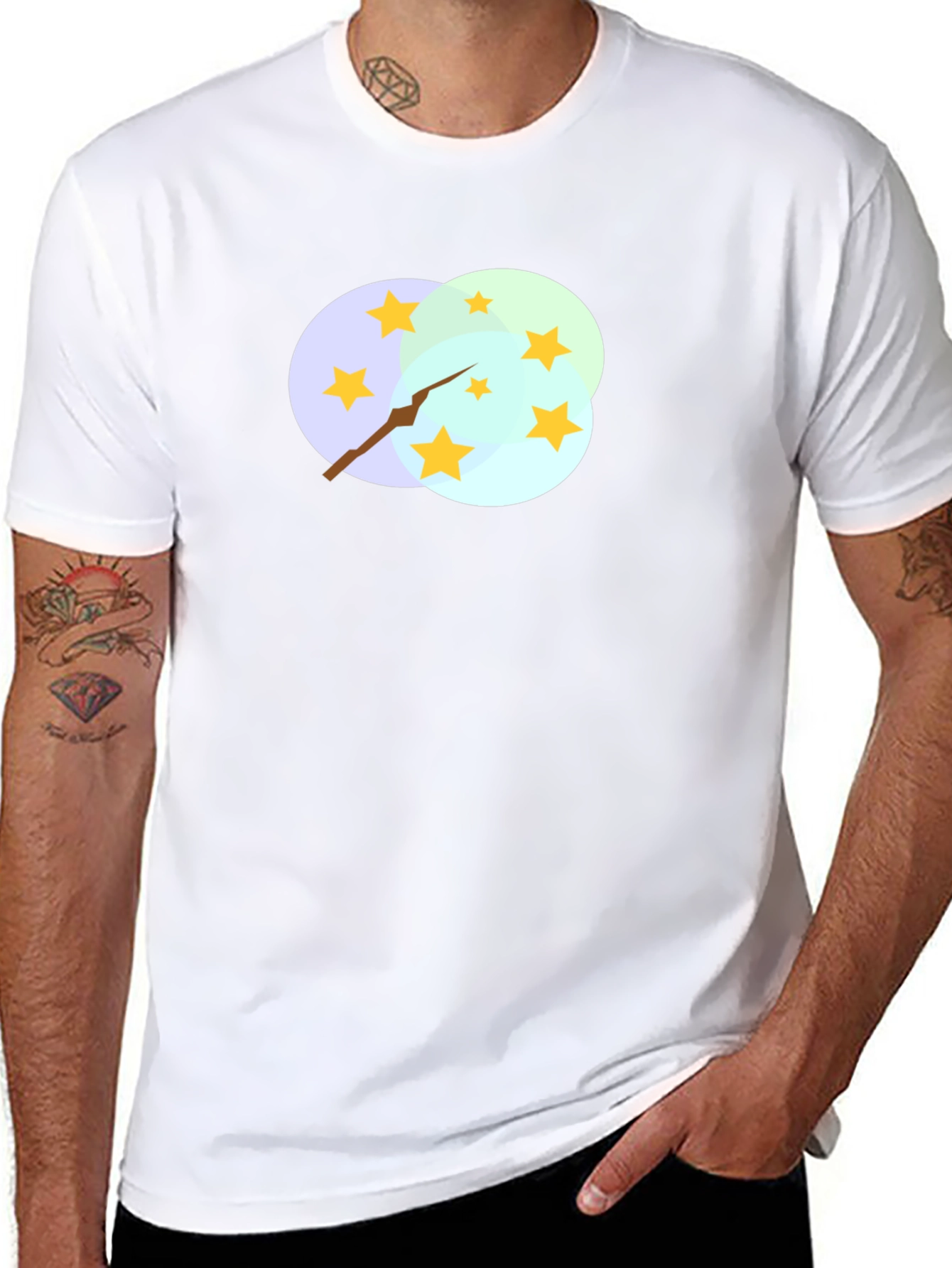 Stars and Clouds Graphic Tee - Stylish Black T-Shirt