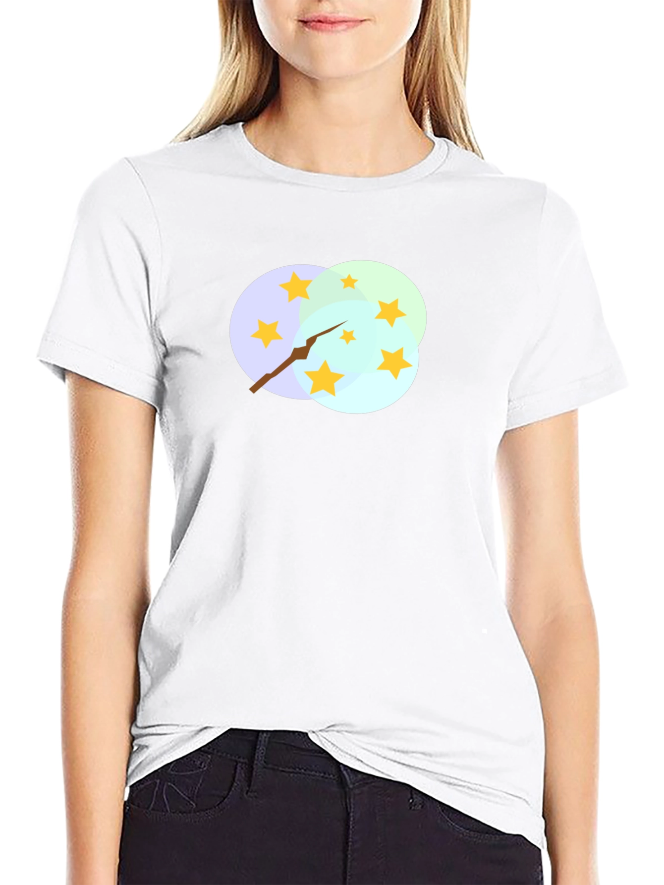 Stars and Clouds Graphic Tee - Stylish Black T-Shirt