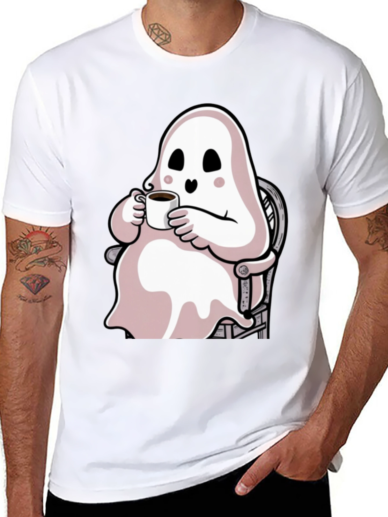 Ghost Sipping Coffee Graphic Tee