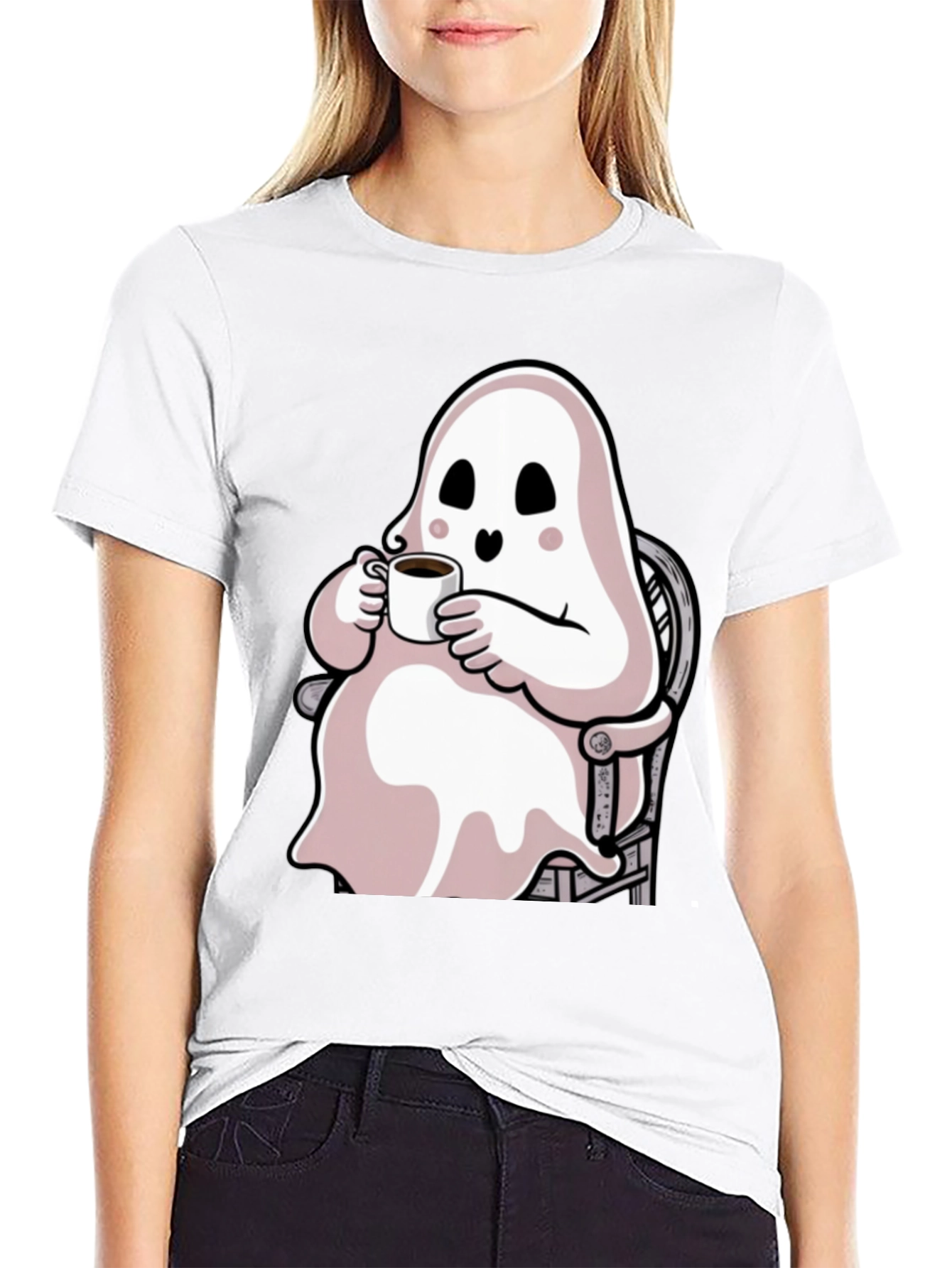 Ghost Sipping Coffee Graphic Tee