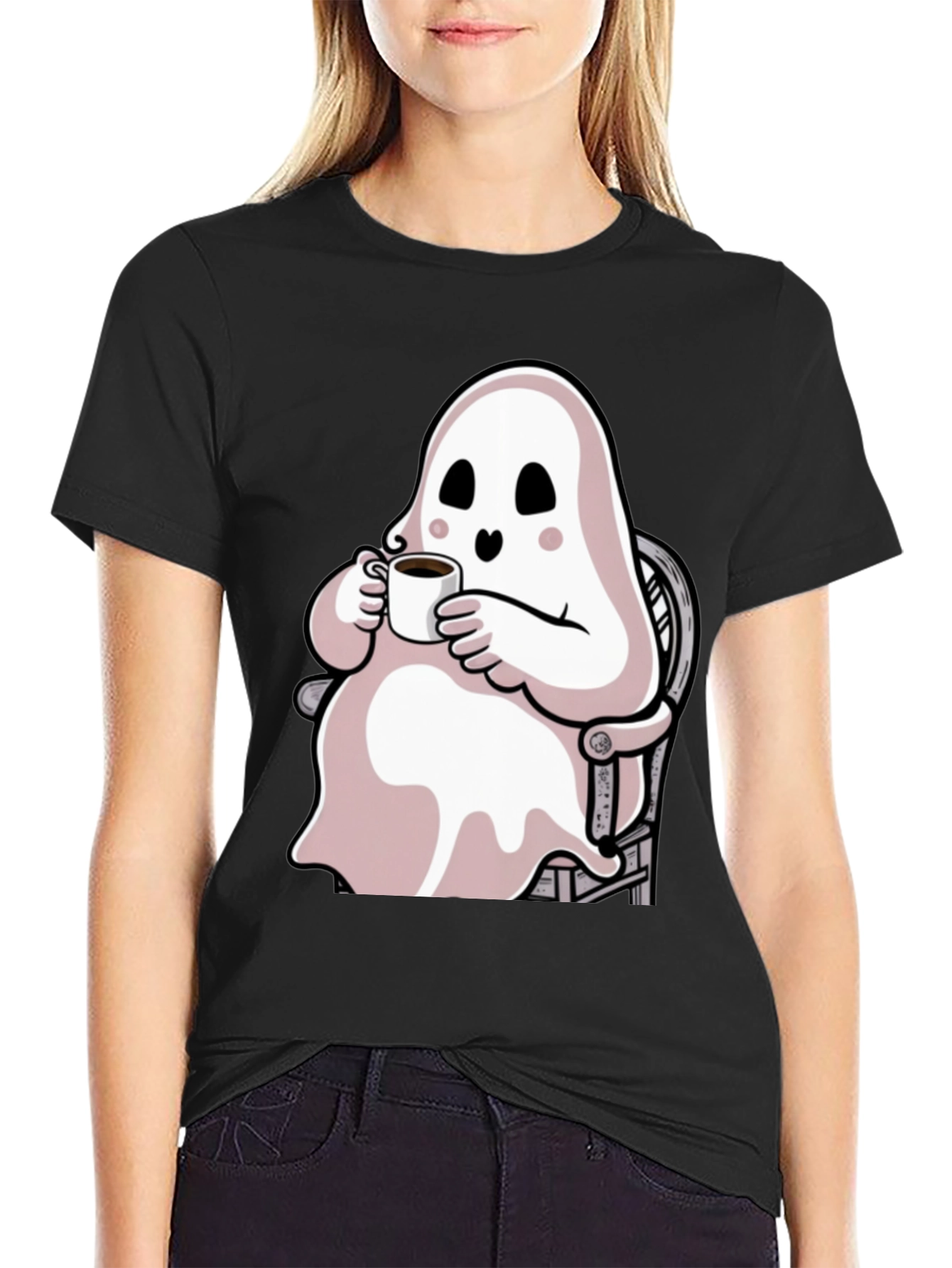 Ghost Sipping Coffee Graphic Tee