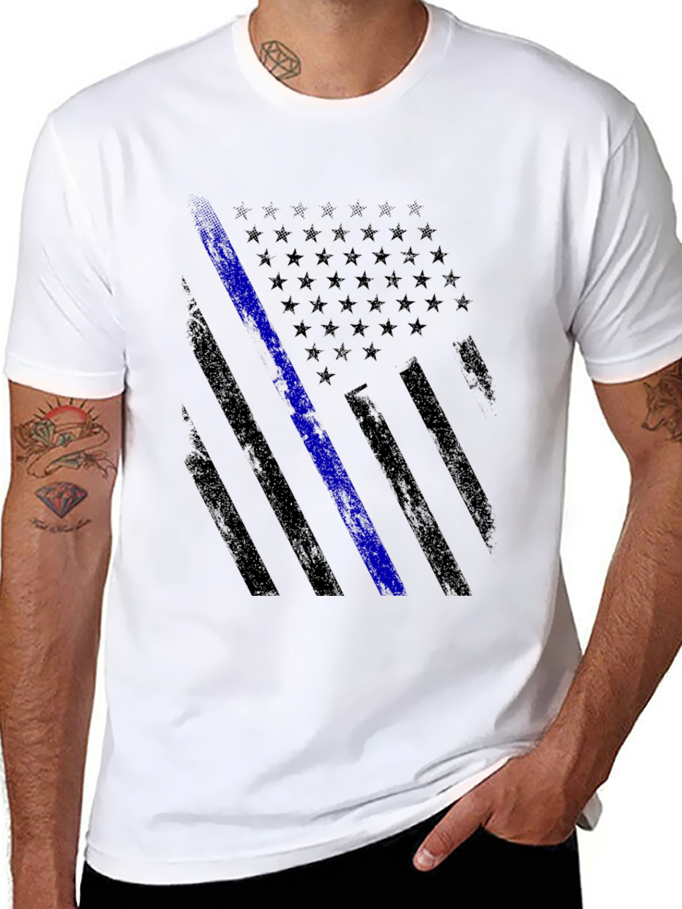 Thin Blue Line American Flag Graphic Tee