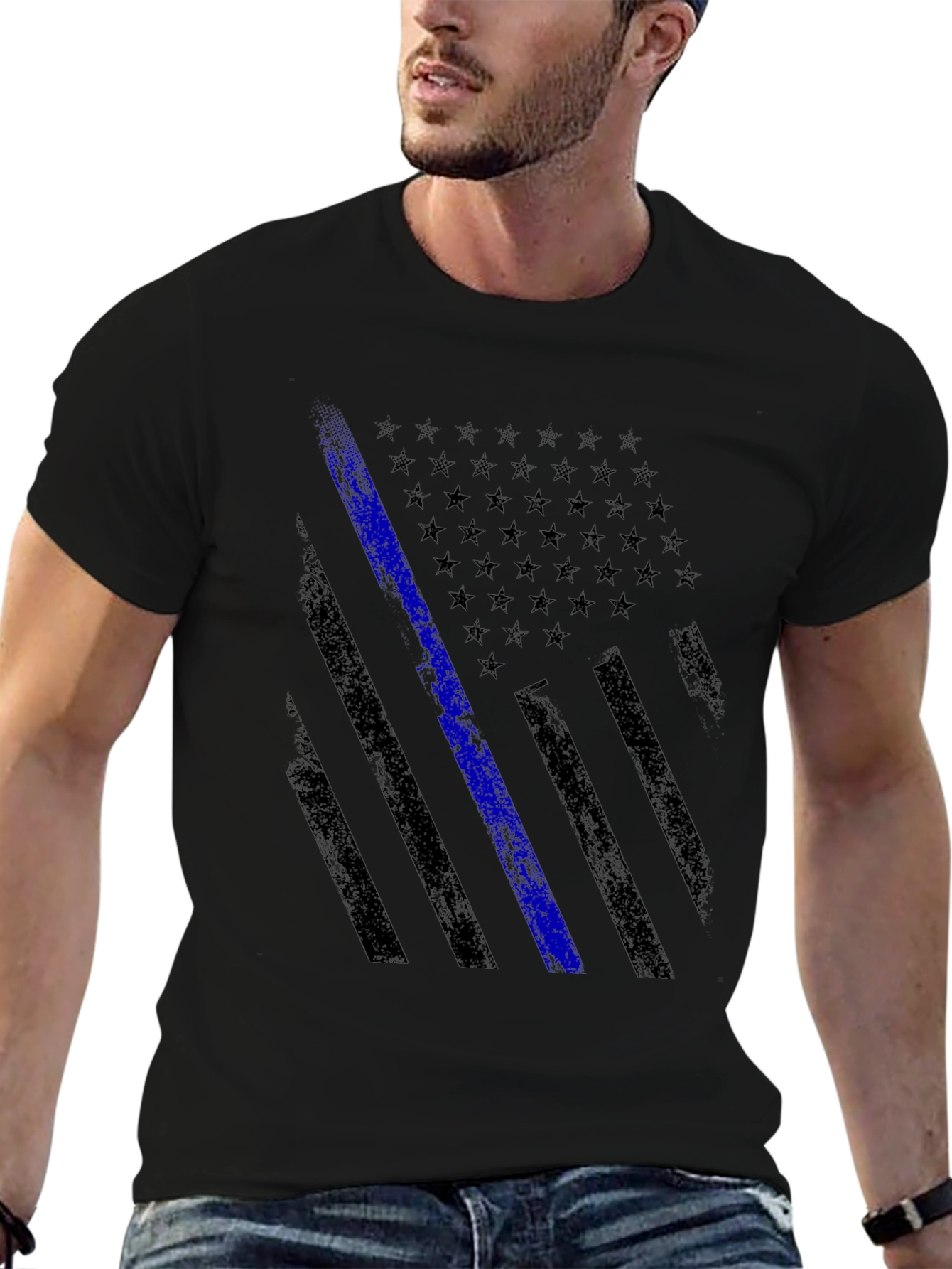 Thin Blue Line American Flag Graphic Tee