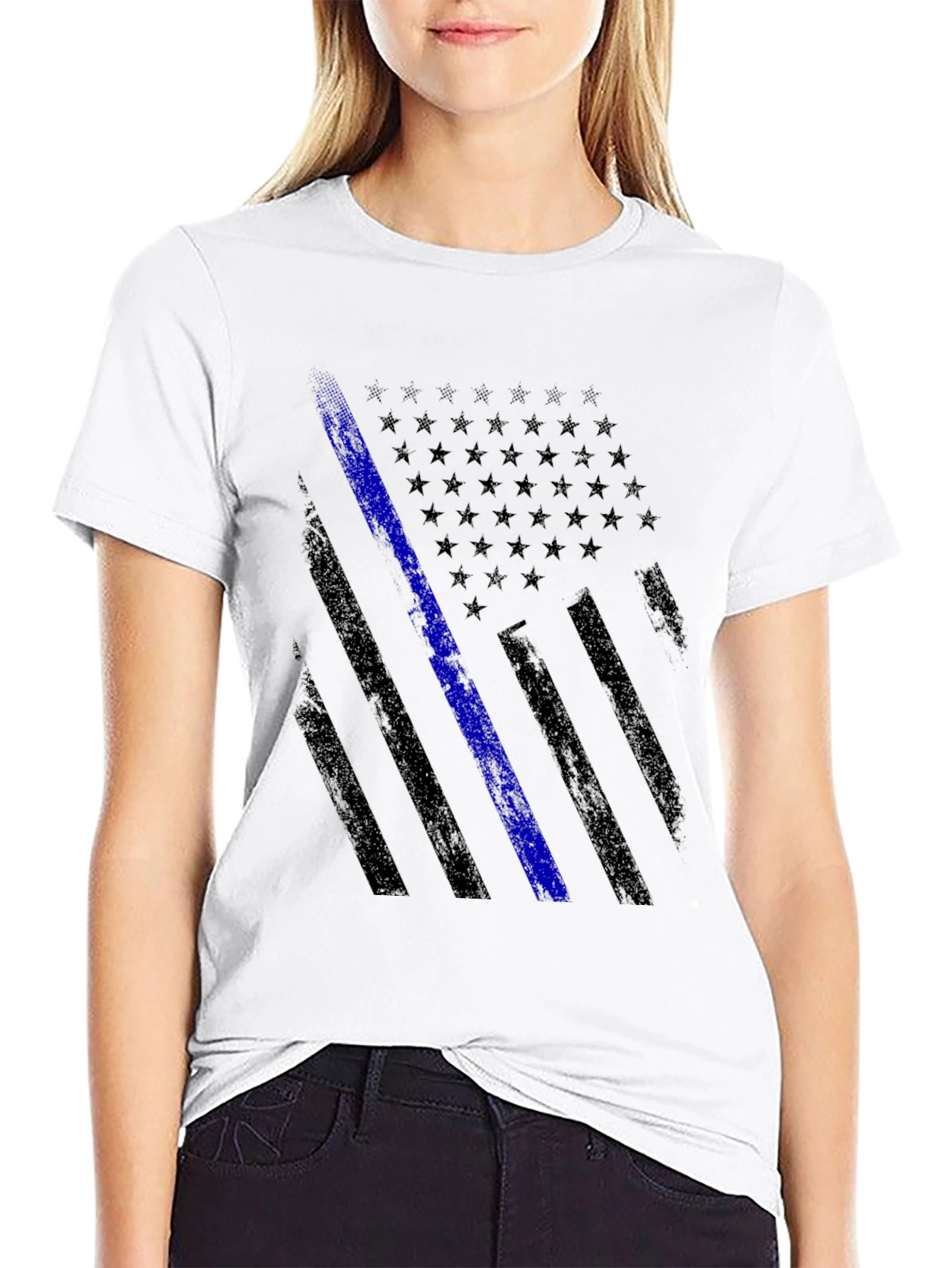 Thin Blue Line American Flag Graphic Tee