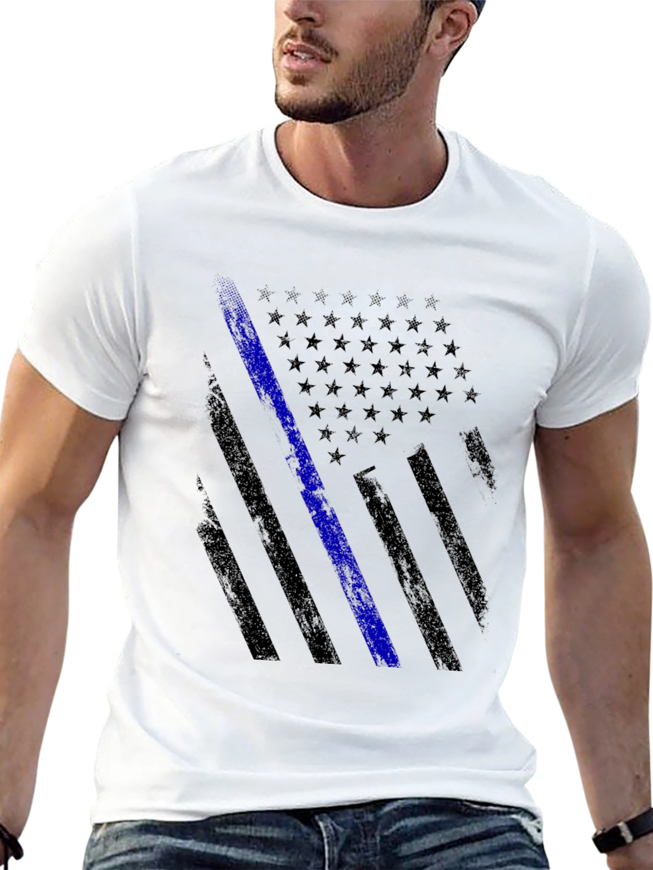 Thin Blue Line American Flag Graphic Tee