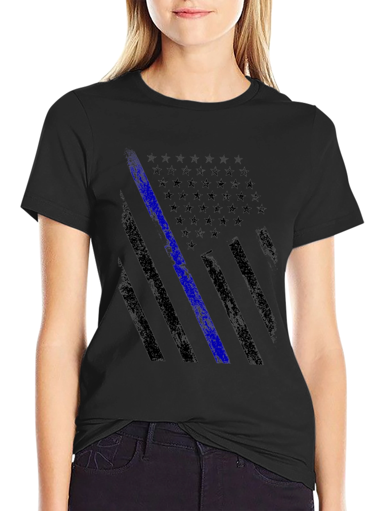 Thin Blue Line American Flag Graphic Tee