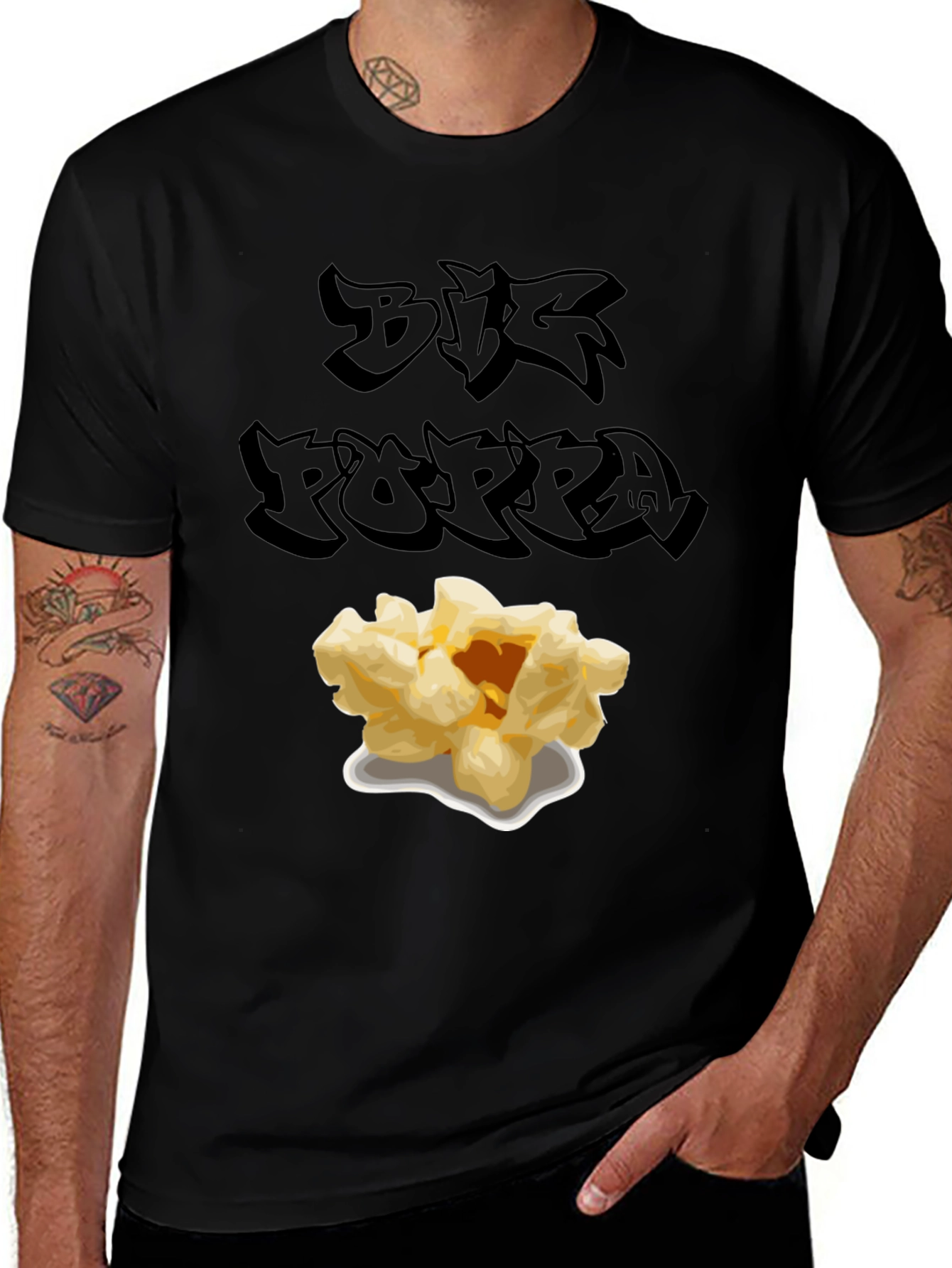 Big Poppa Popcorn Black T-Shirt
