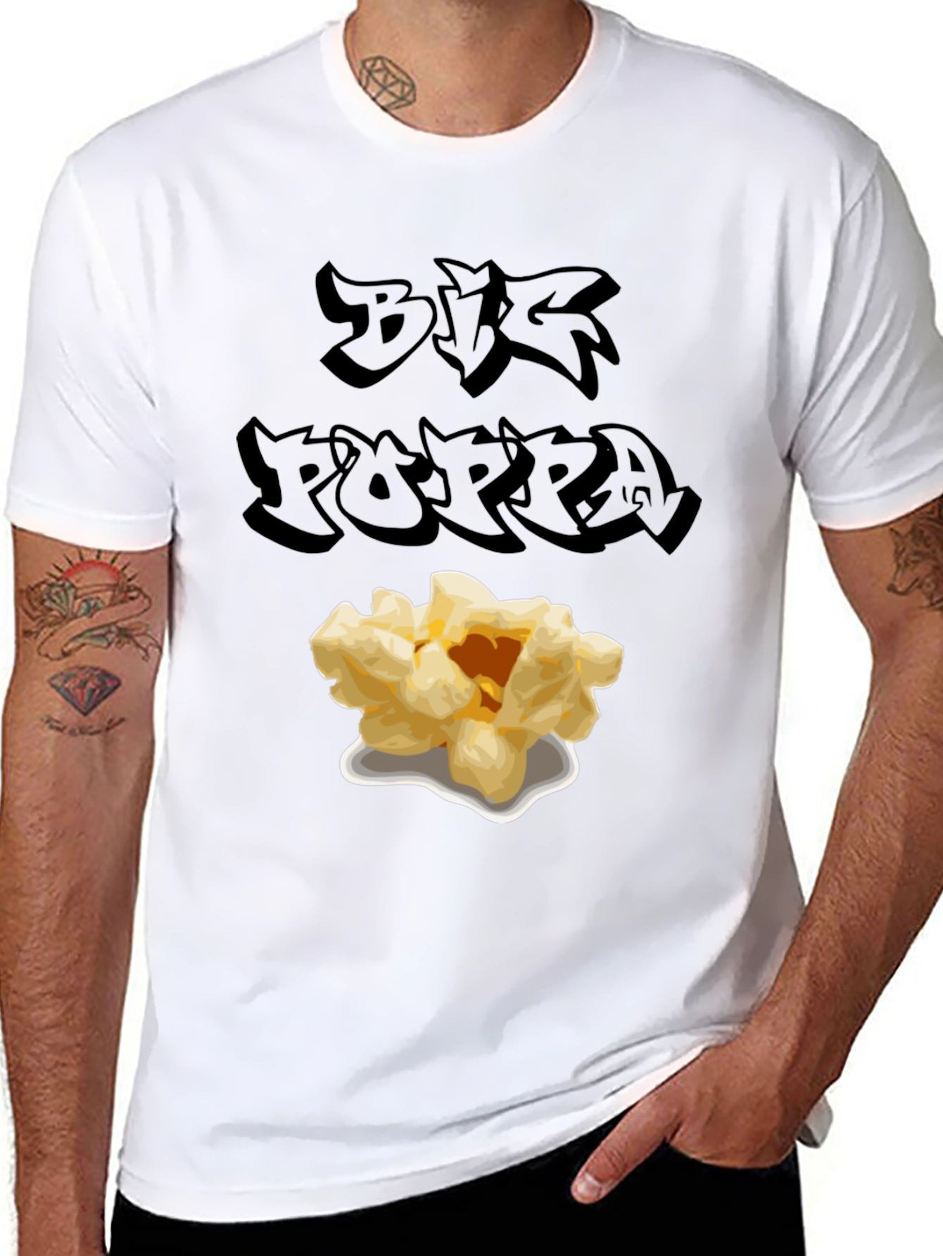 Big Poppa Popcorn Black T-Shirt
