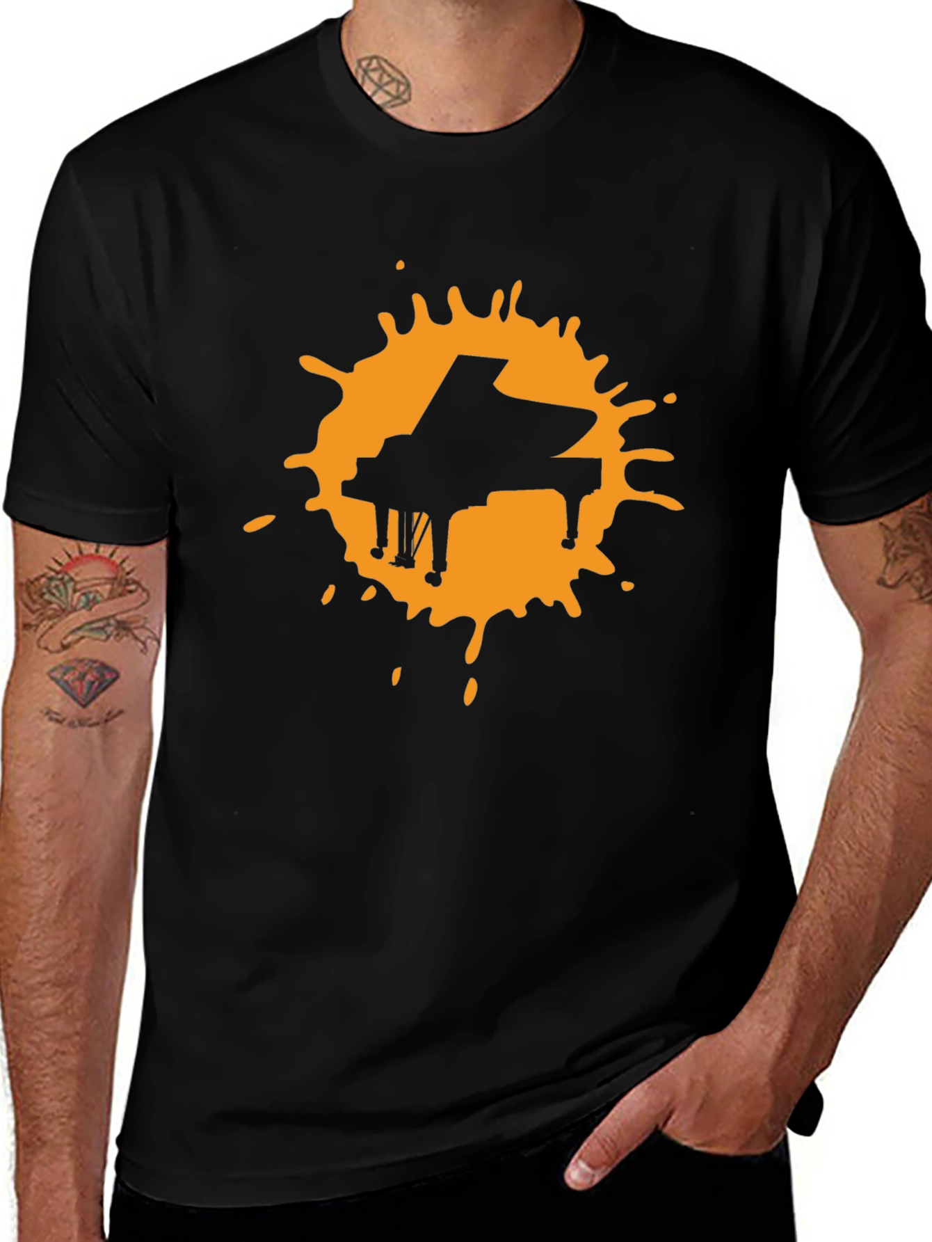 Piano Splash Black Graphic Tee