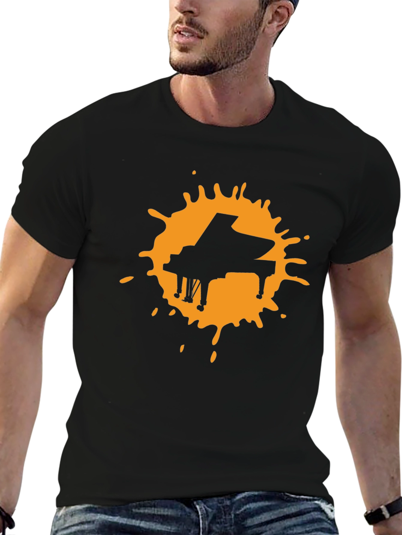 Piano Splash Black Graphic Tee