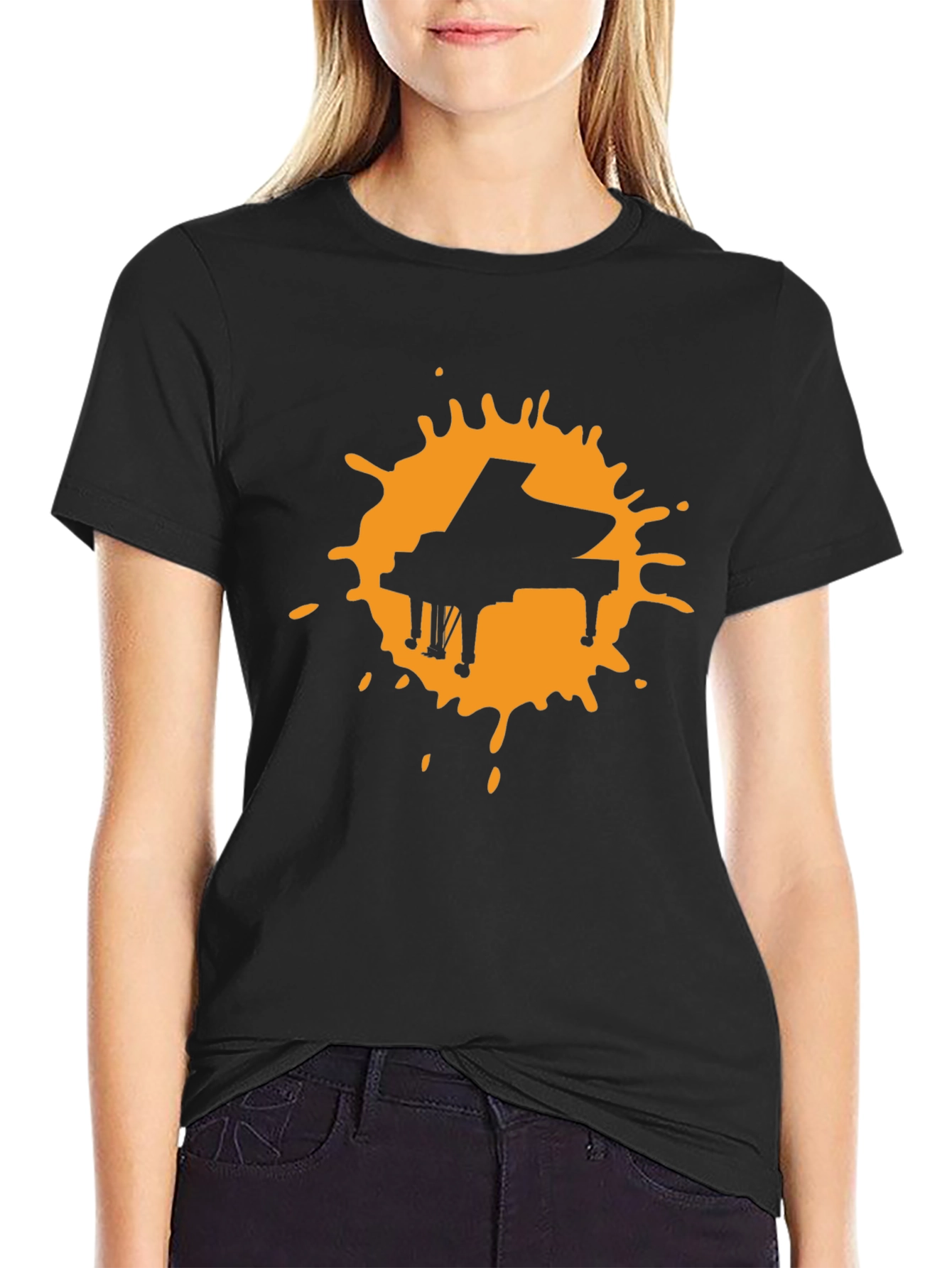 Piano Splash Black Graphic Tee