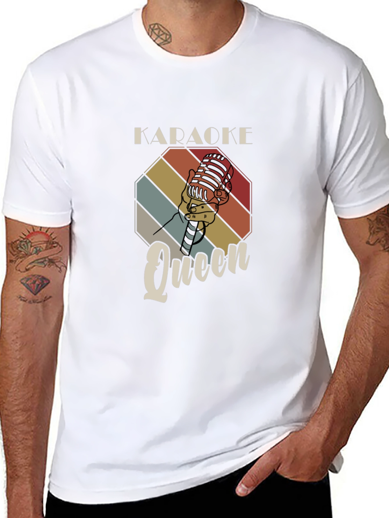 Karaoke Queen T-Shirt - Retro Microphone Design