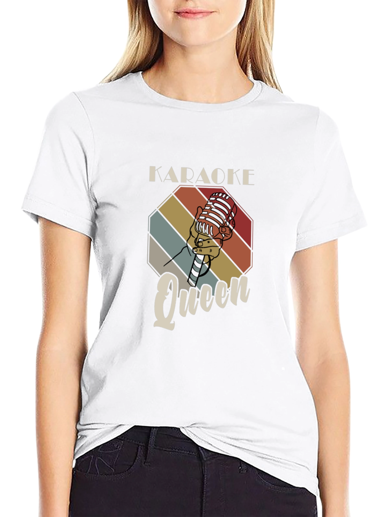 Karaoke Queen T-Shirt - Retro Microphone Design
