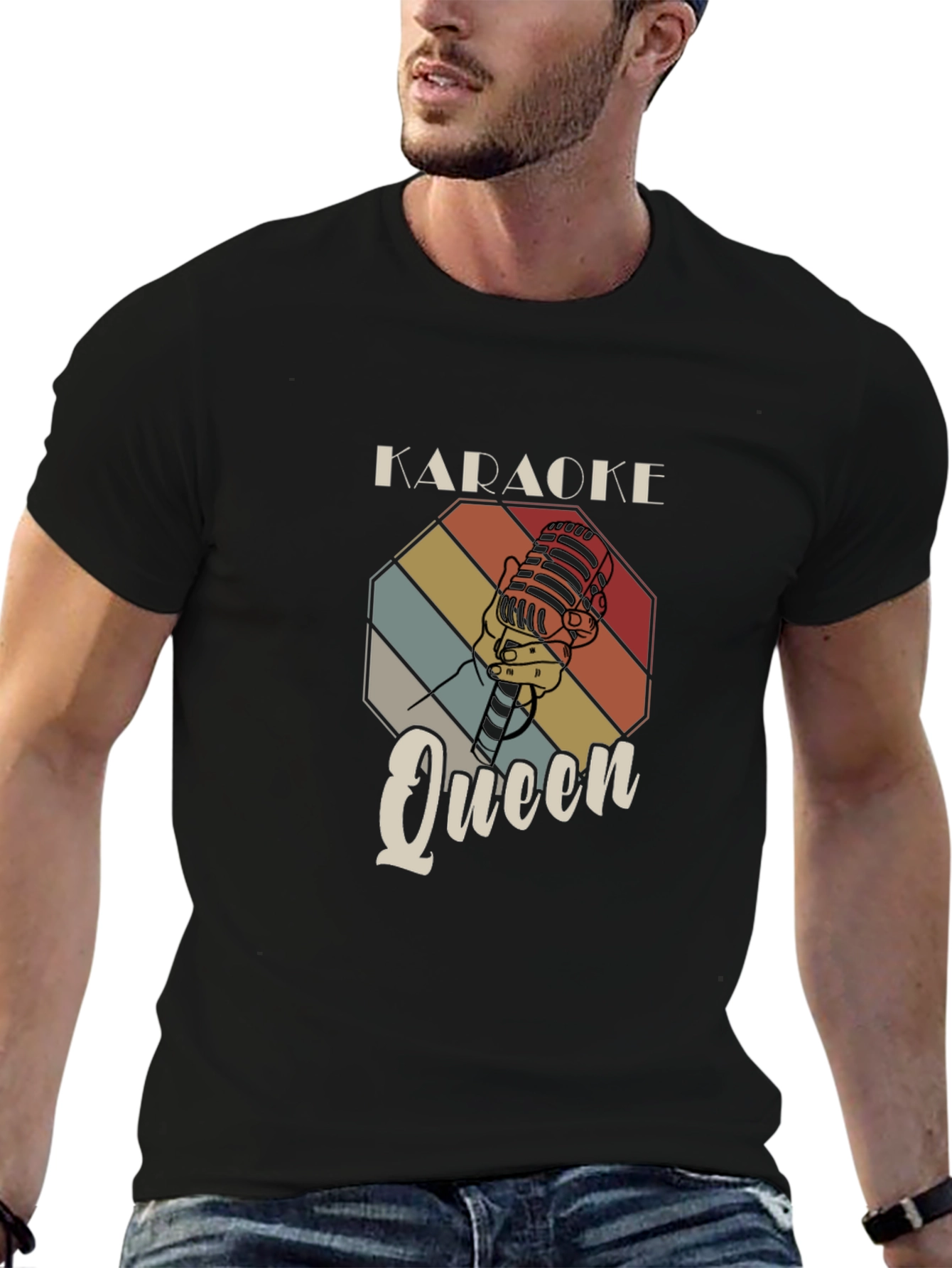 Karaoke Queen T-Shirt - Retro Microphone Design