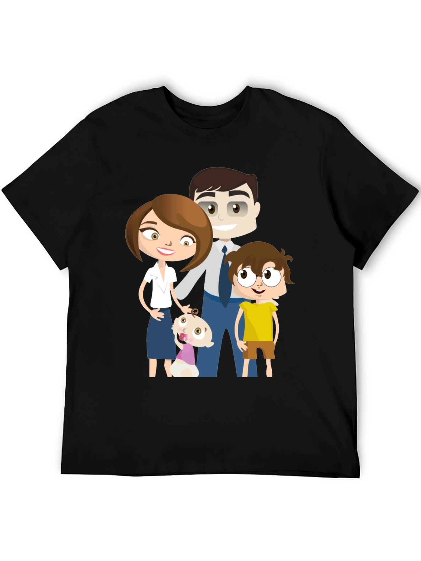 Cartoon Family Black T-Shirt