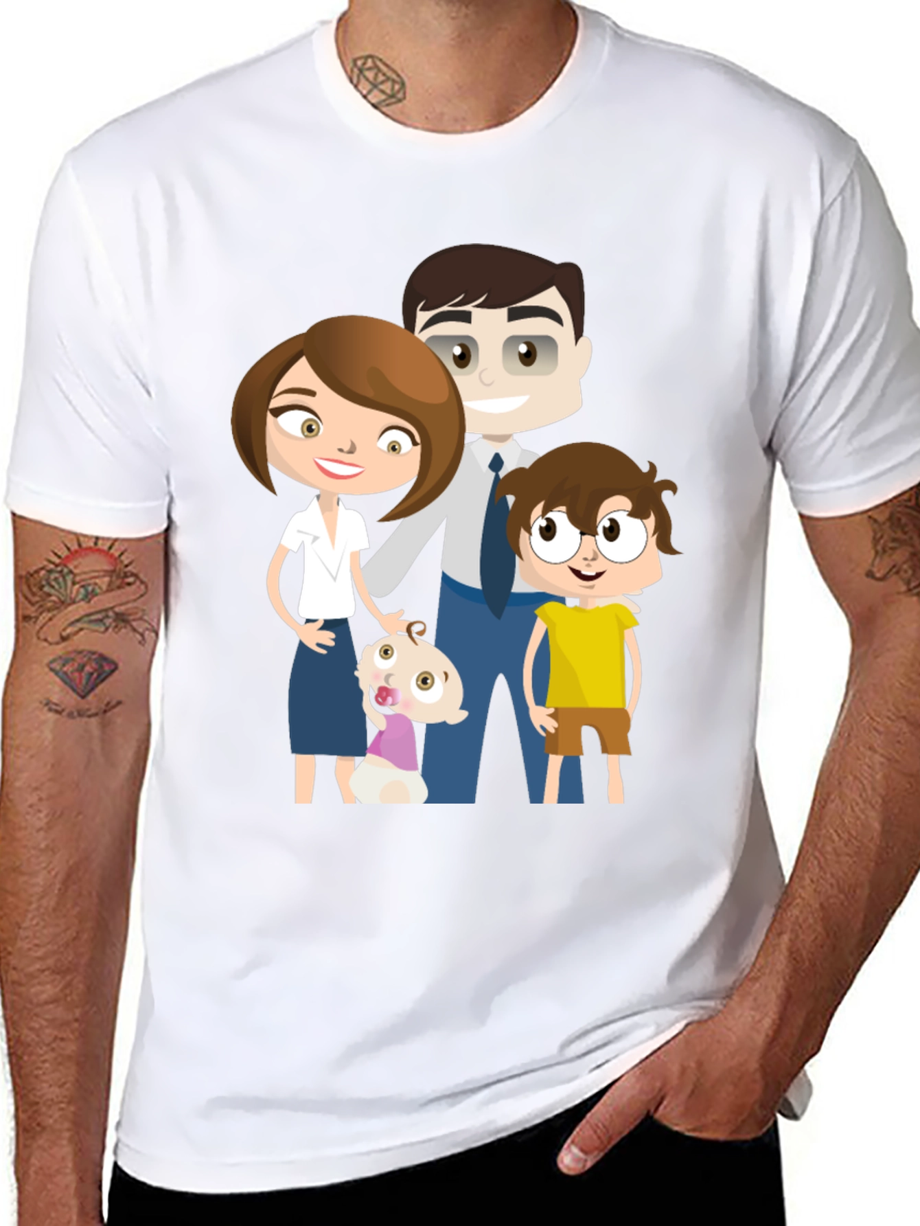 Cartoon Family Black T-Shirt