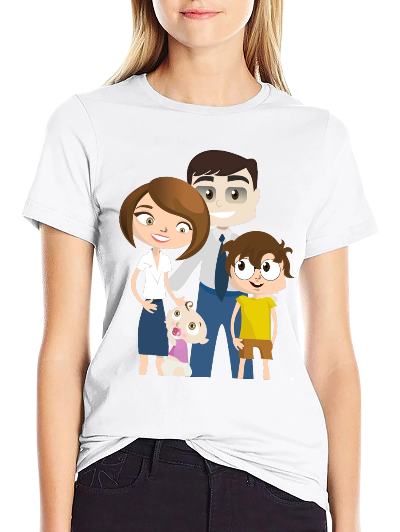 Cartoon Family Black T-Shirt