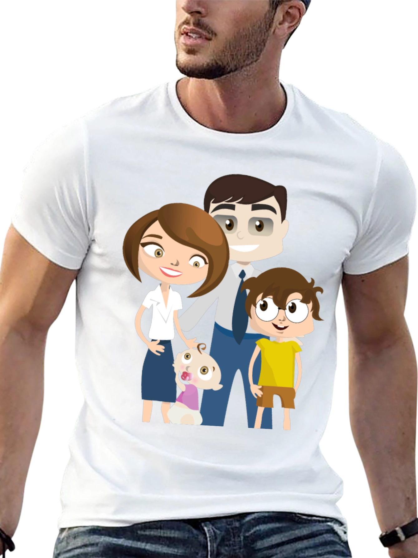 Cartoon Family Black T-Shirt