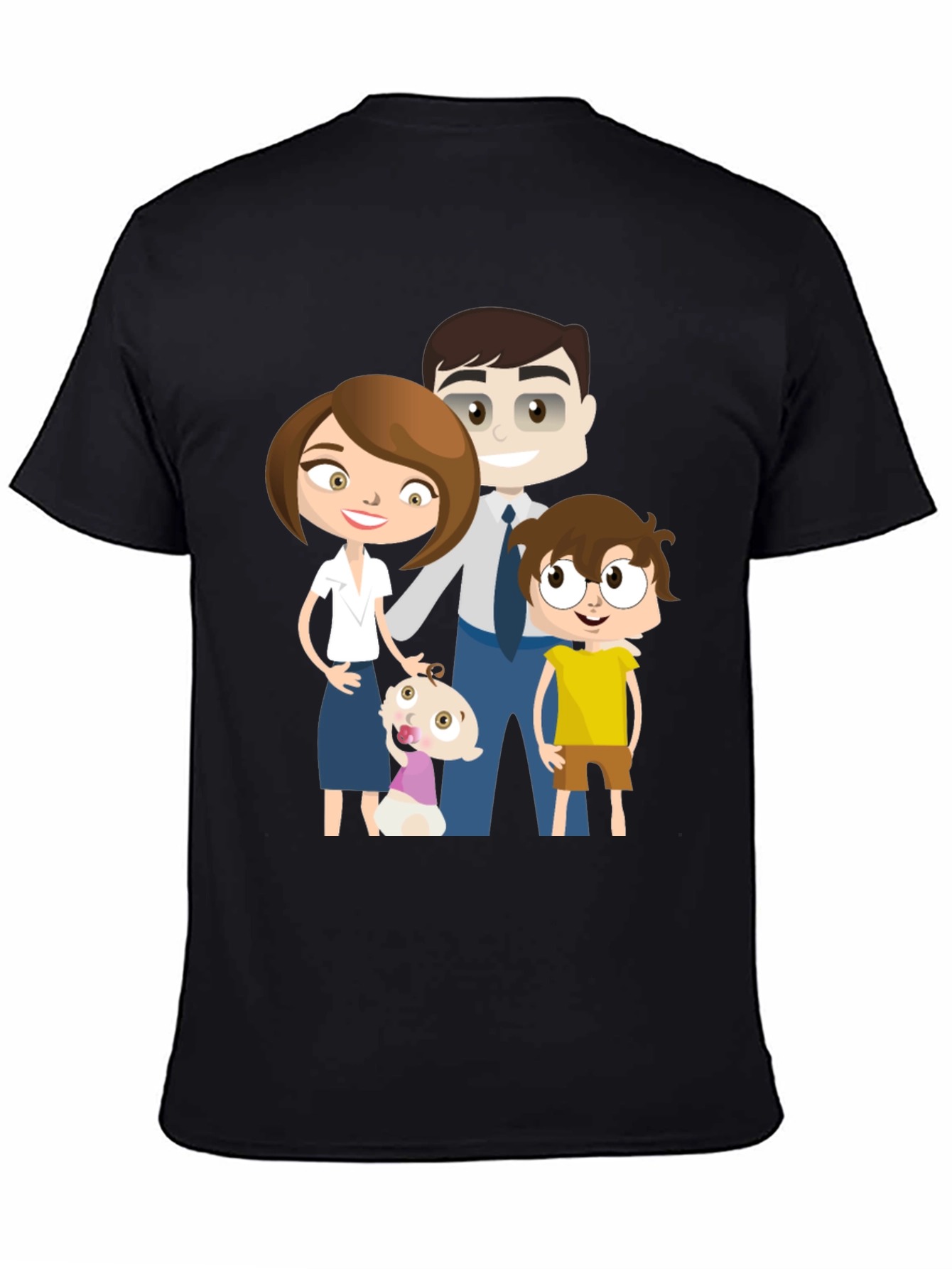 Cartoon Family Black T-Shirt